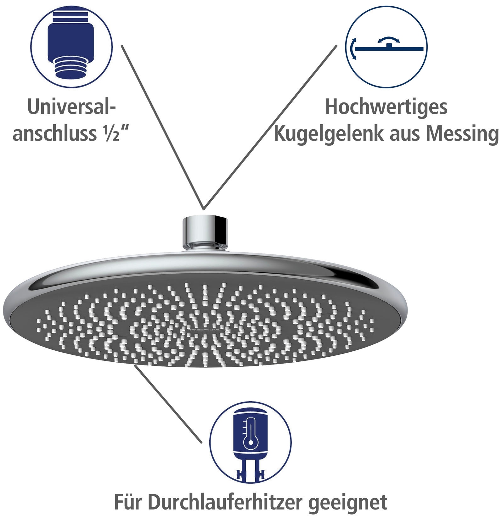 WENKO Regenduschkopf »Watersaving System«, Regenduschkopf Watersaving, Durchmesser 20 cm