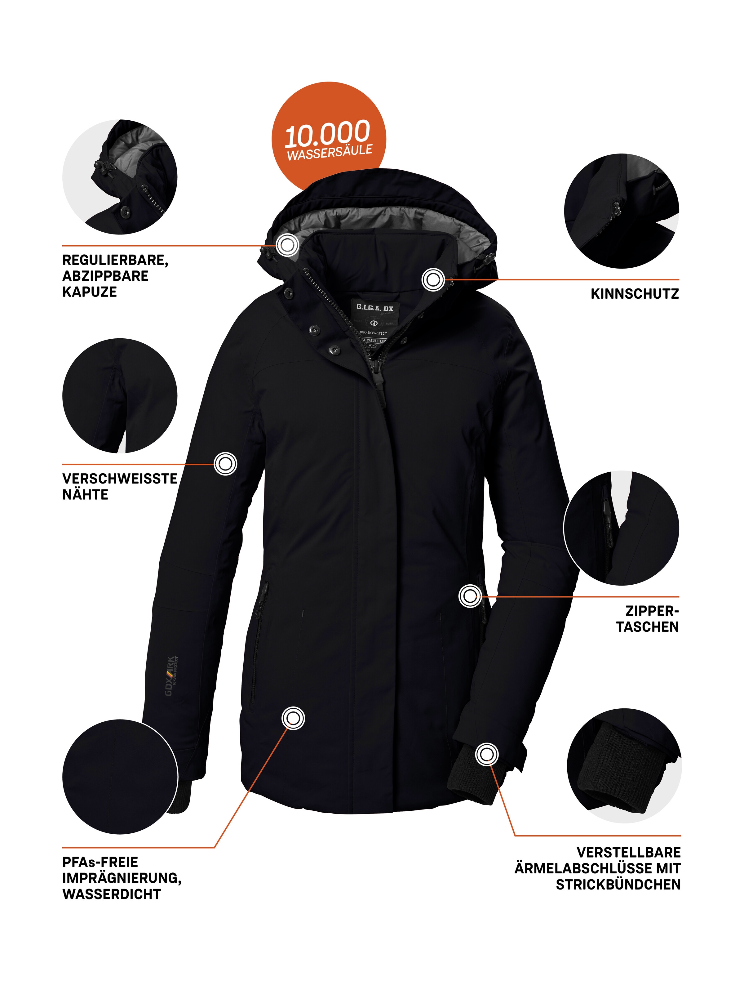 G.I.G.A. DX by killtec Funktionsjacke »GW 6 WMN JCKT«, Damen Winterjacke: wasserdicht, atmungsaktiv, abnehmbare Kapuze