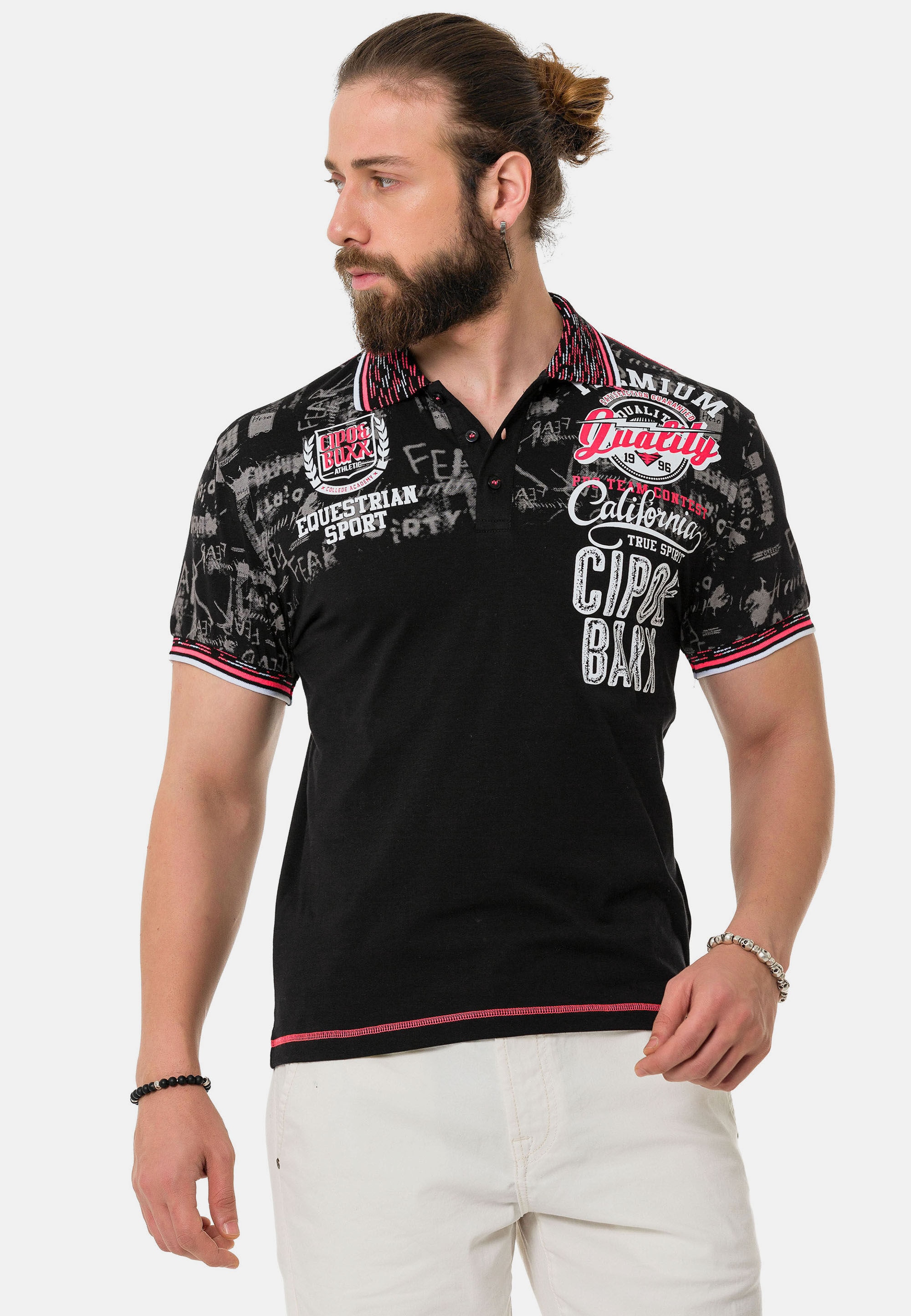 Cipo & Baxx T-Shirt »Poloshirt«, mit stylischem Print