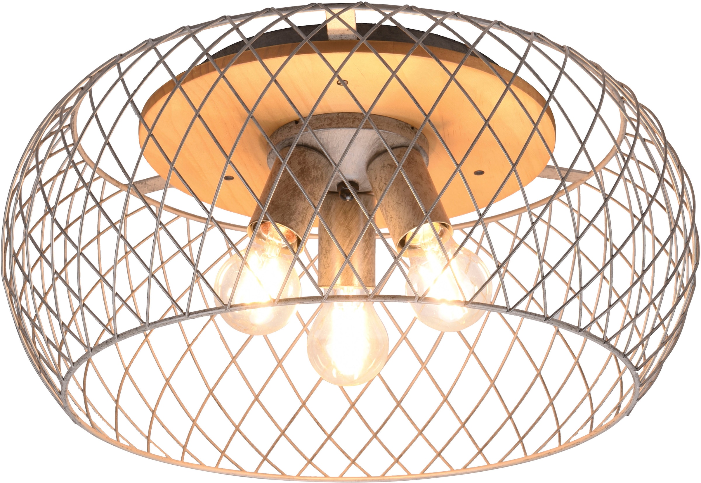 TRIO Leuchten Deckenleuchte »Tamil«, 3 flammig-flammig, Wohnzimmer  Deckenlampe exkl 3xE27 max 40W, Metallschirm Gitteroptik | BAUR