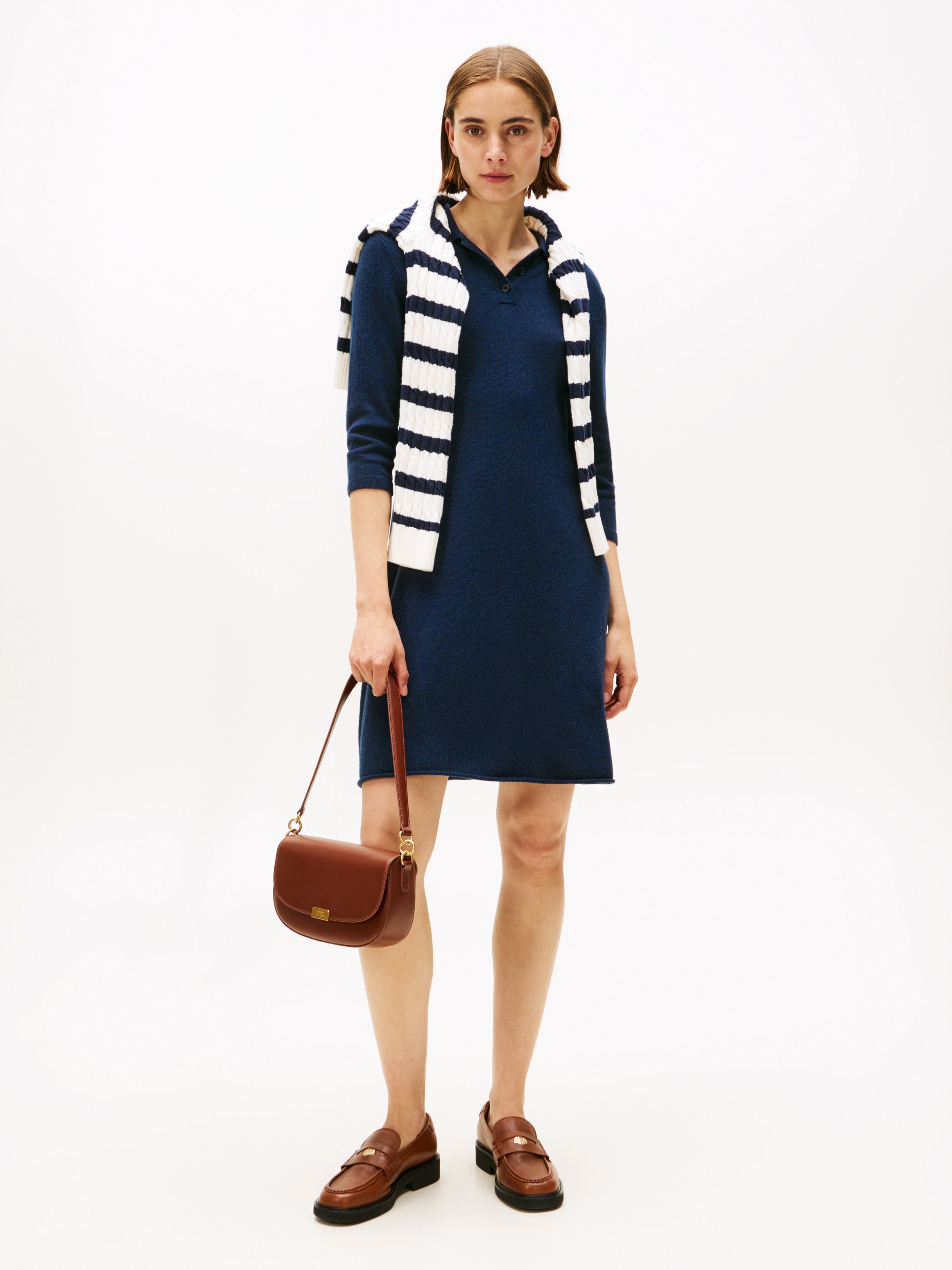 Tommy Hilfiger Strickkleid "SOFT WOOL HALF SL F&F POLO DRESS", aus reiner W günstig online kaufen