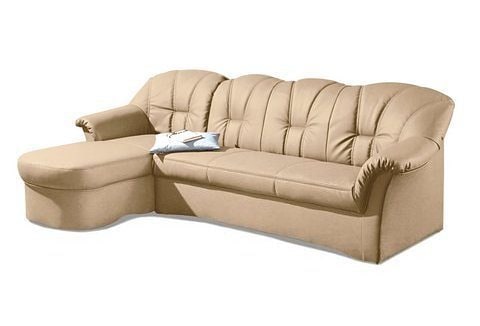 Ecksofa DOMO COLLECTION, B:235cm H:84cm T:140cm, beige, Kunstleder SOFTLUX;Luxus-Microfaser (100% Polyester);Struktur ( 90% Polyester, 10%