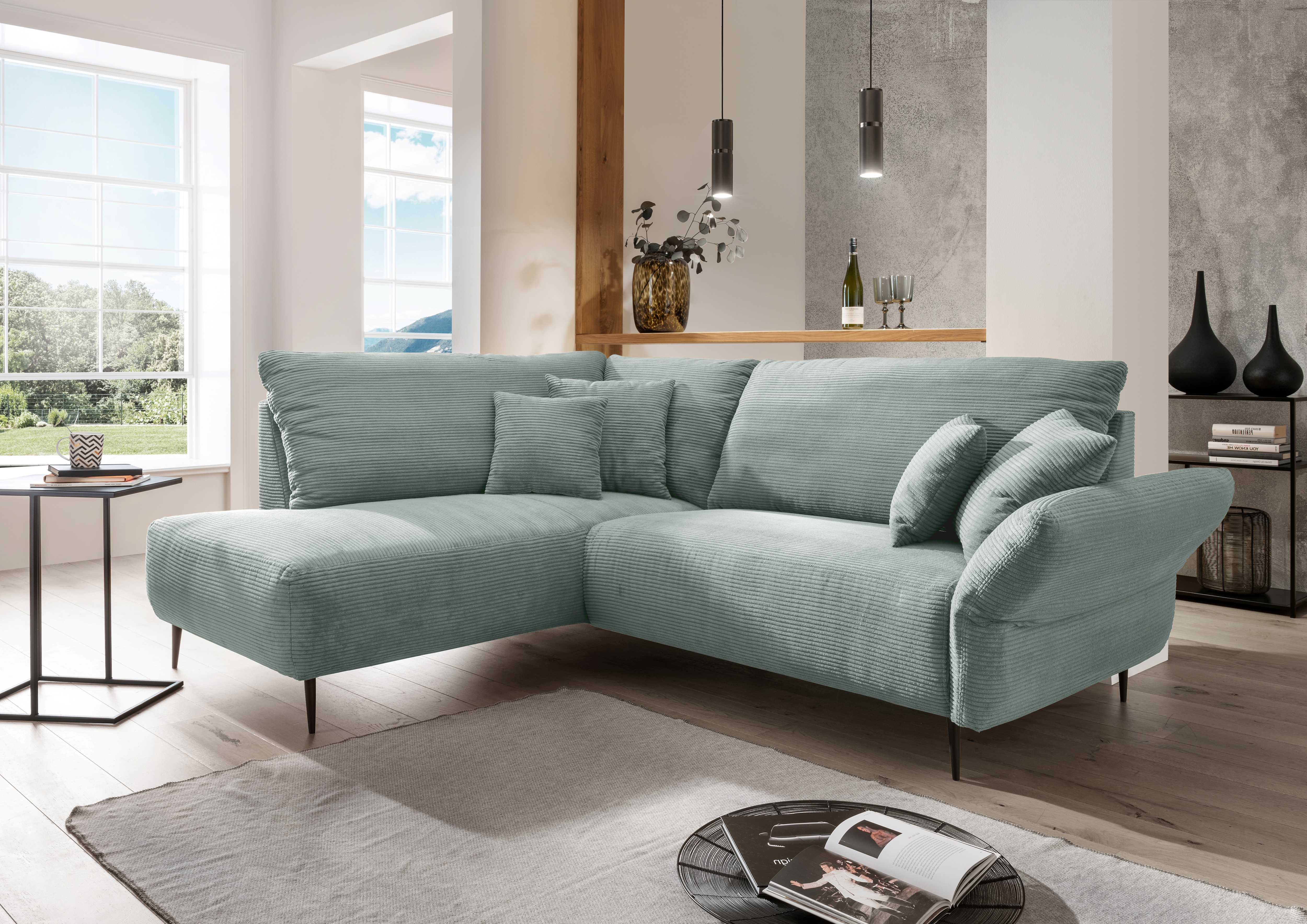 Home affaire Ecksofa "Vanilla modern& bequem, Breite 255cm, tolle Detailverarbeitung" verstellbare Armlehne für Wohlfühlkomfort