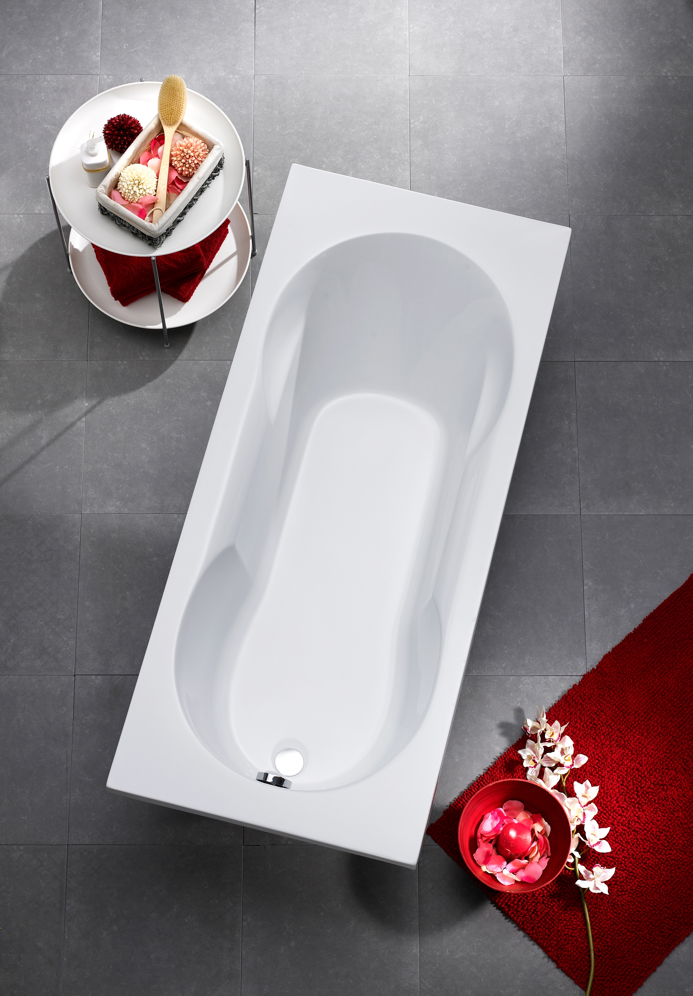 Badewanne OTTOFOND, B:75cm H:56,5cm L:170cm T:75cm, weiß, Sanitäracryl, Badewannen, "Julia", mit Wannenträger und Ablaufgarnitur