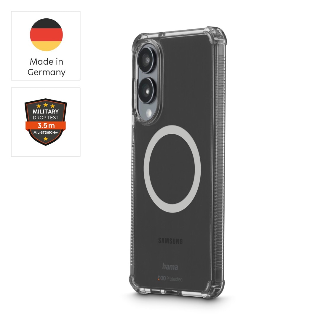 Hama Smartphone-Hülle »Handyhülle magnetisch für Galaxy S25 Edge (für Qi2, D3O, durchsichtig)«, Samsung Galaxy S25 Edge, Wireless-Charging