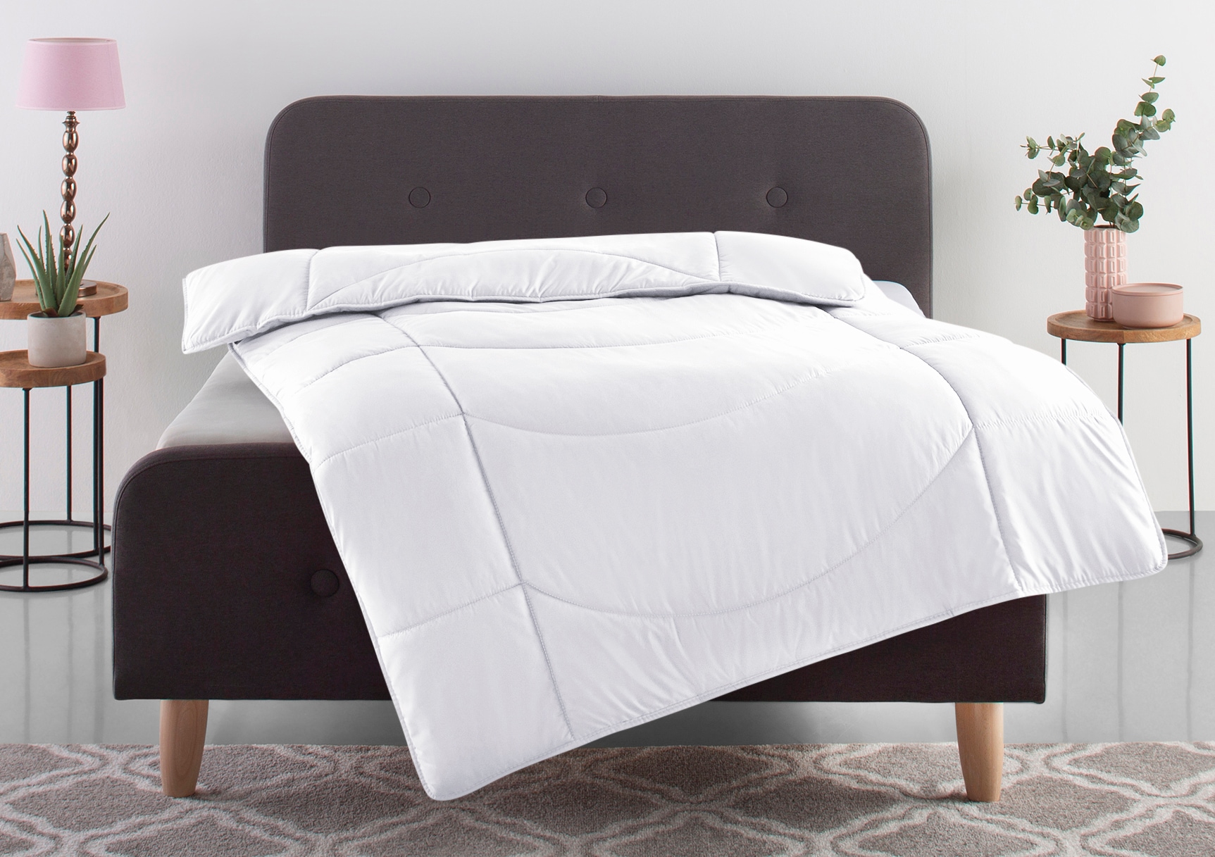 OTTO home Microfaserbettdecke "Microlux, Bettdecke 135x200 cm und Übergrößen bis 240x220cm" leicht Füllung Feuchtigkeitsregulierende 3D Klimafaser (Polyester) 1 Stk. tlg. fest versteppter Bezug - keine Bettwäsche nötig, Sommer, Winter