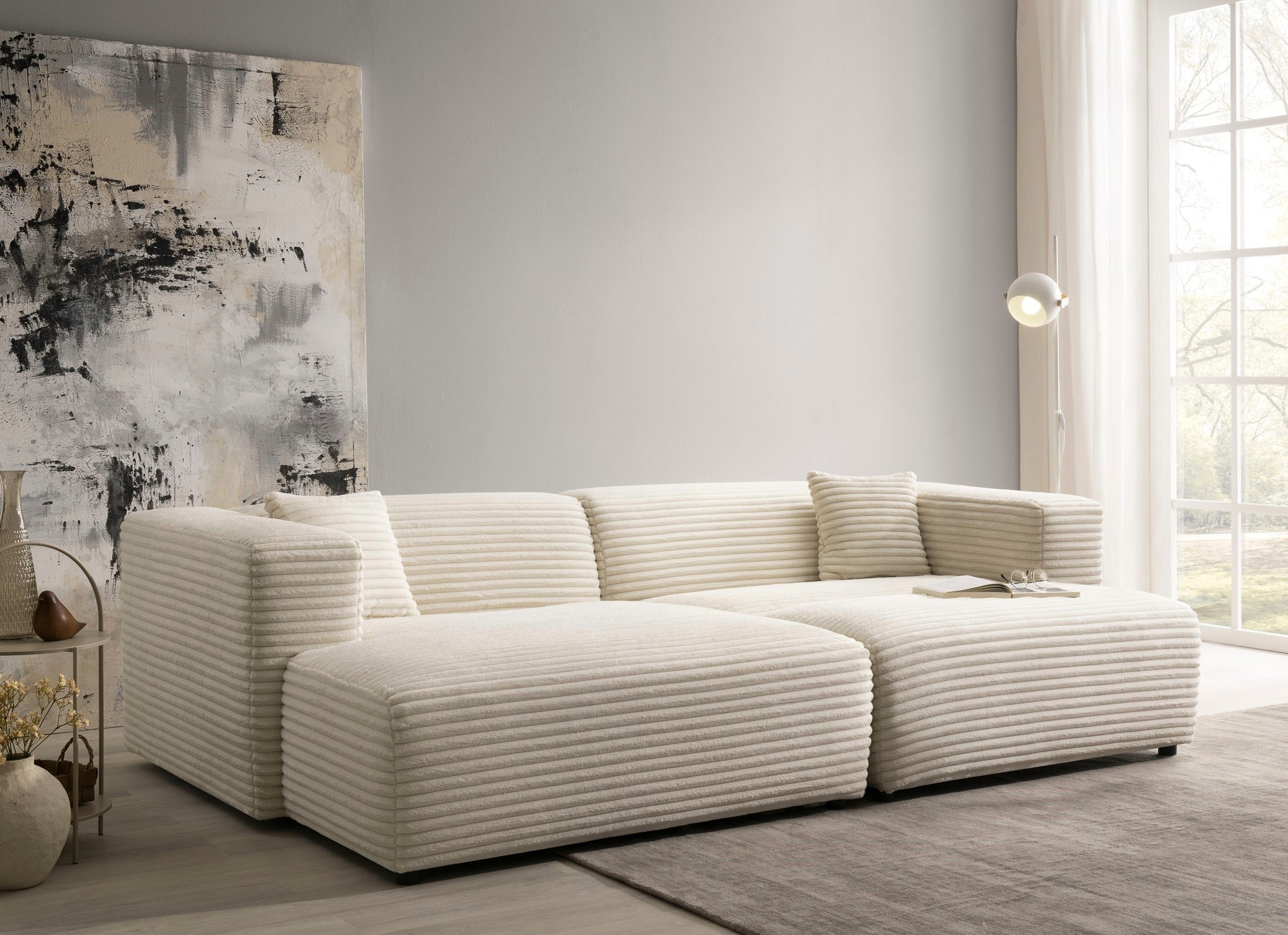 andas Polsterecke »BAKELS, Ecksofa-Set mit Hocker, L-Form mit Schlaffunktion«, Ecksofa-Set (incl. Hocker) im trendigen Megacord