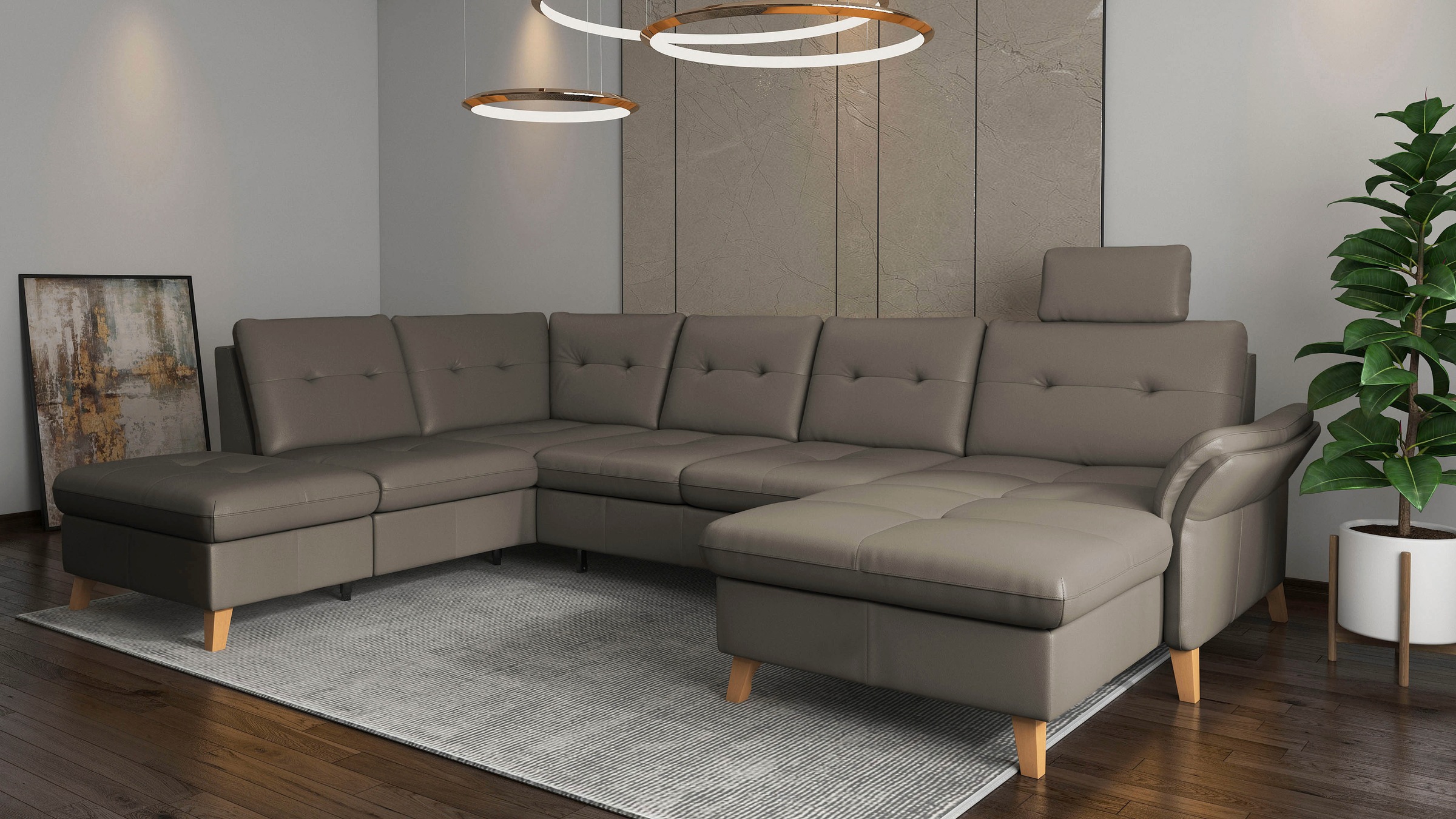 sit&more Wohnlandschaft »Göteborg«, inkl. Sitztiefenverstellung, wahlweise mit Bettfunktion & Bettkasten