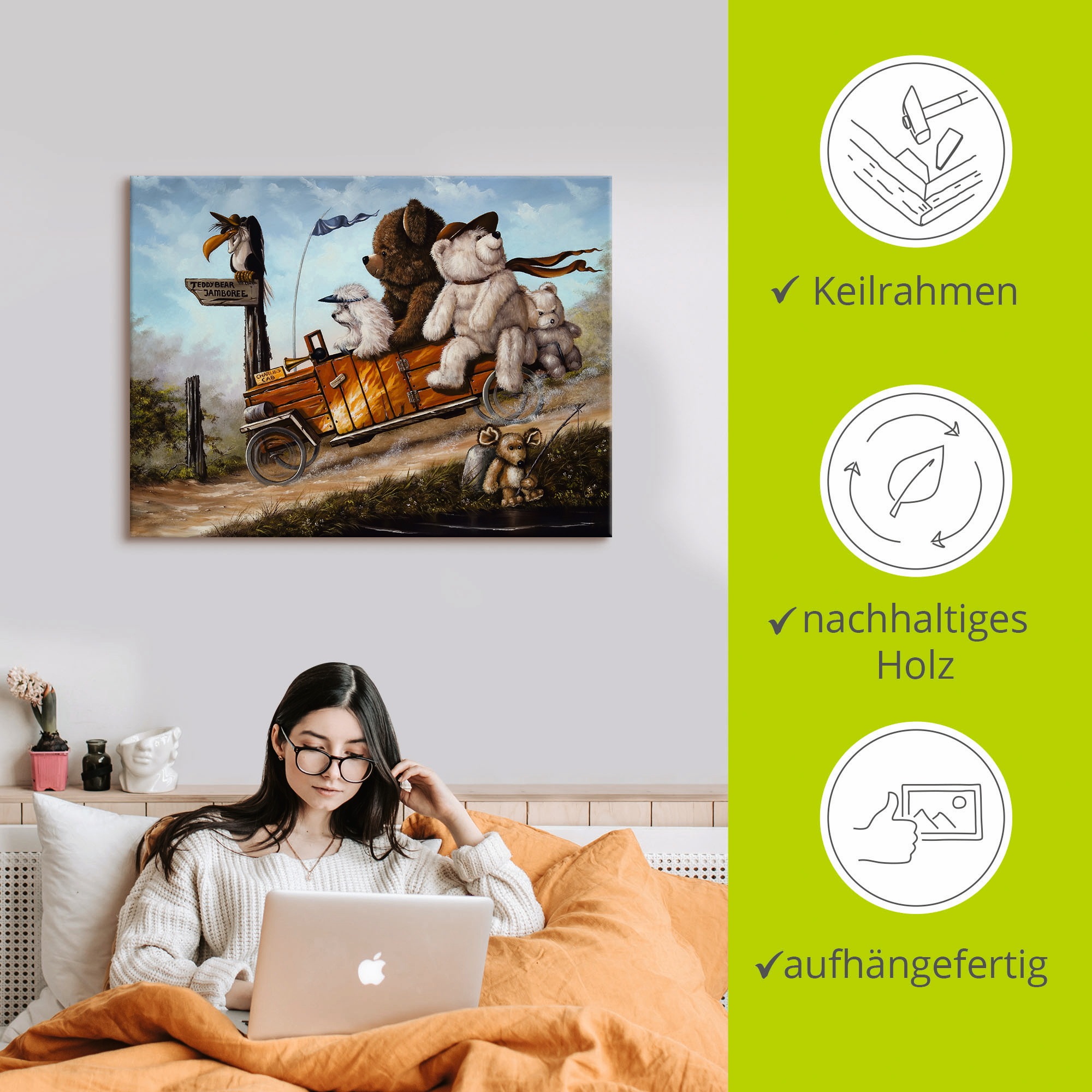 Artland Wandbild »Reisendes Kinderspielzeug«, Spielzeuge, (1 St.), als Leinwandbild, Poster in verschied. Größen