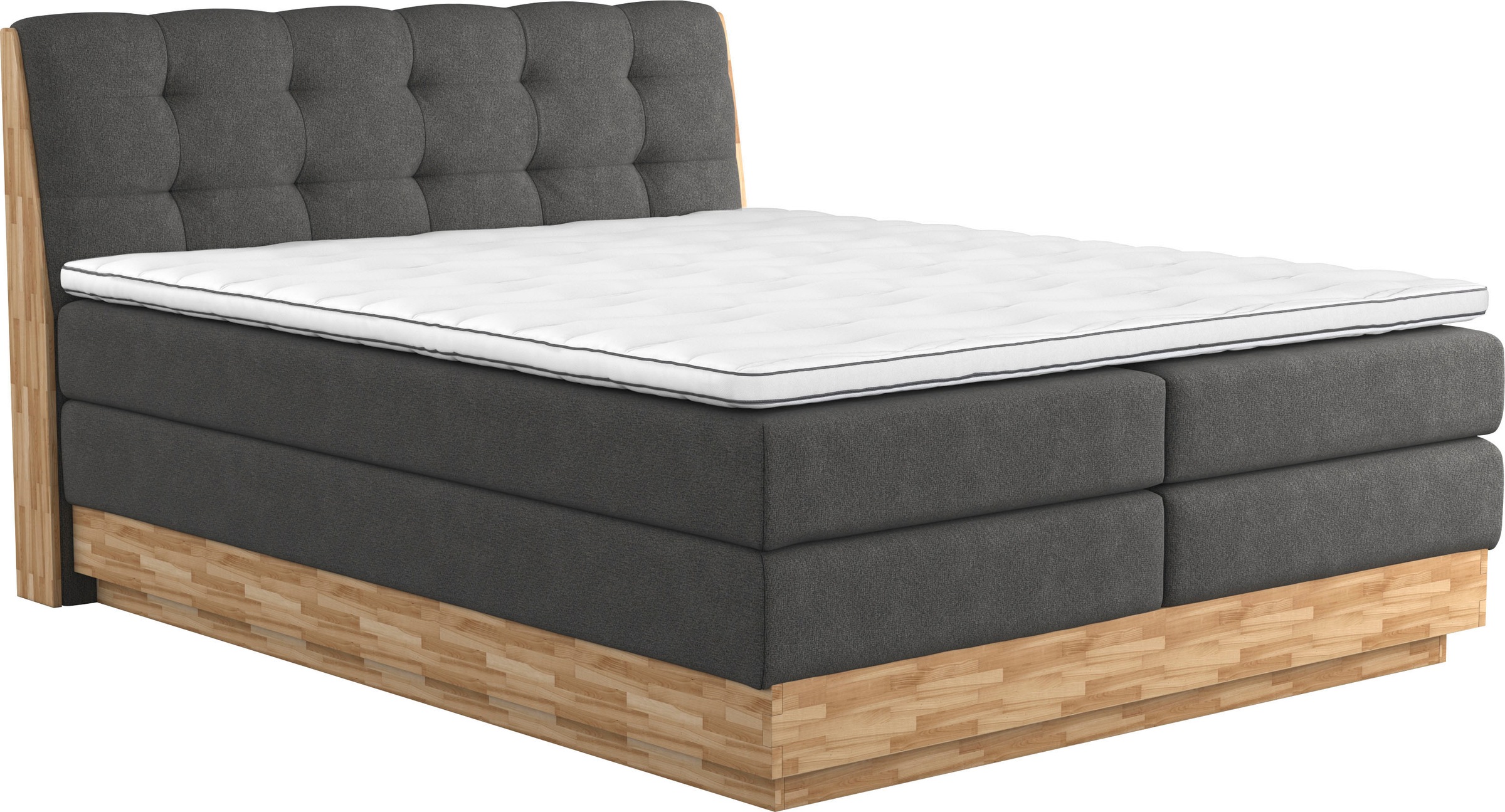 Boxspringbett HOME AFFAIRE "Naome", grau (anthrazit), B:201cm L:217cm, 100% Polyester, Komplettbetten, Boxspringbett, Boxspringbett, Inklusive Topper 7