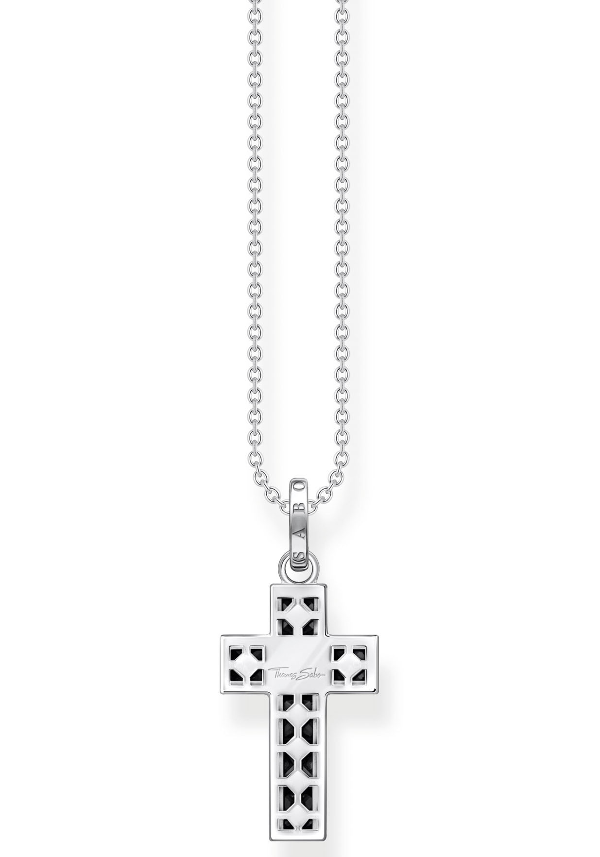 THOMAS SABO Kreuzkette »Kreuz, KE2166-051-14-L45V, KE2166-477-7-L45V, KE2166-643-11-L45V«, mit Glas-Keramik Stein, Korund (synth.), Zirkonia (synth.)