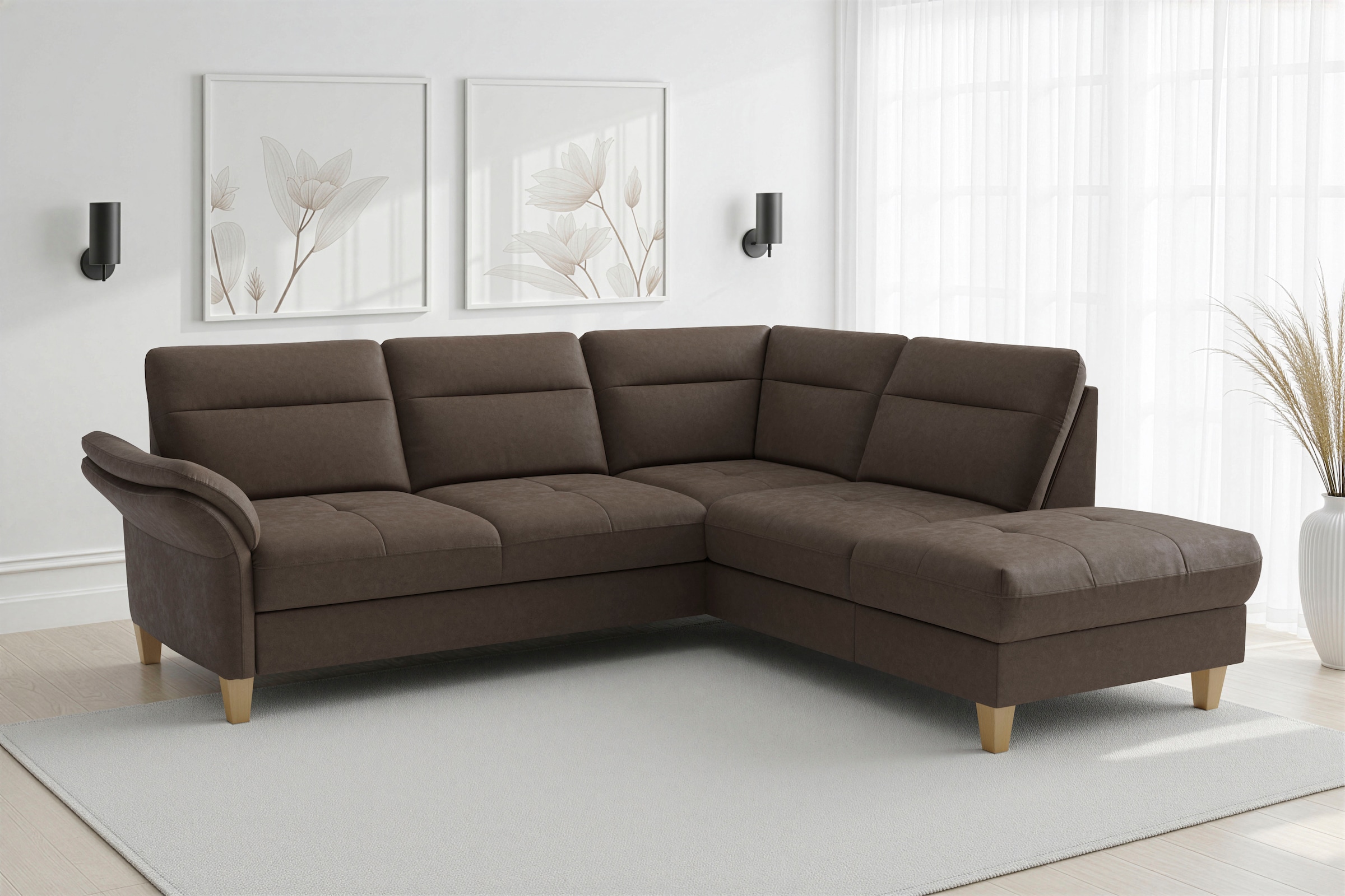 sit&more "Pamela L-Form, B: 218 cm, optional Schlaffunktion & Bettkasten" mit Federkern