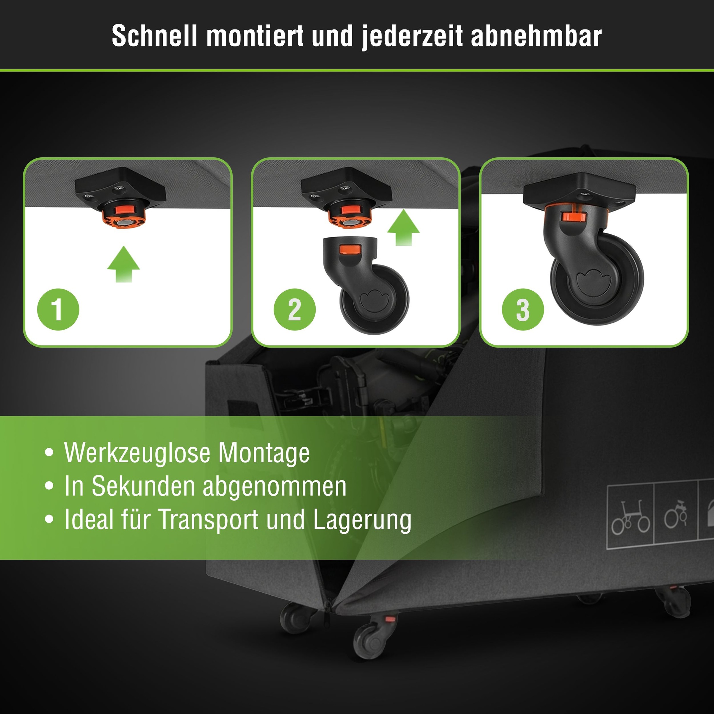 SachsenRad Aufbewahrungstasche »Faltrad-Transportbox für SachsenRAD F2, F3, F11, F12« gefaltet 84 x 44 x 8 cm, mit Regenschutz, abnehmbares 4-Rollen-System