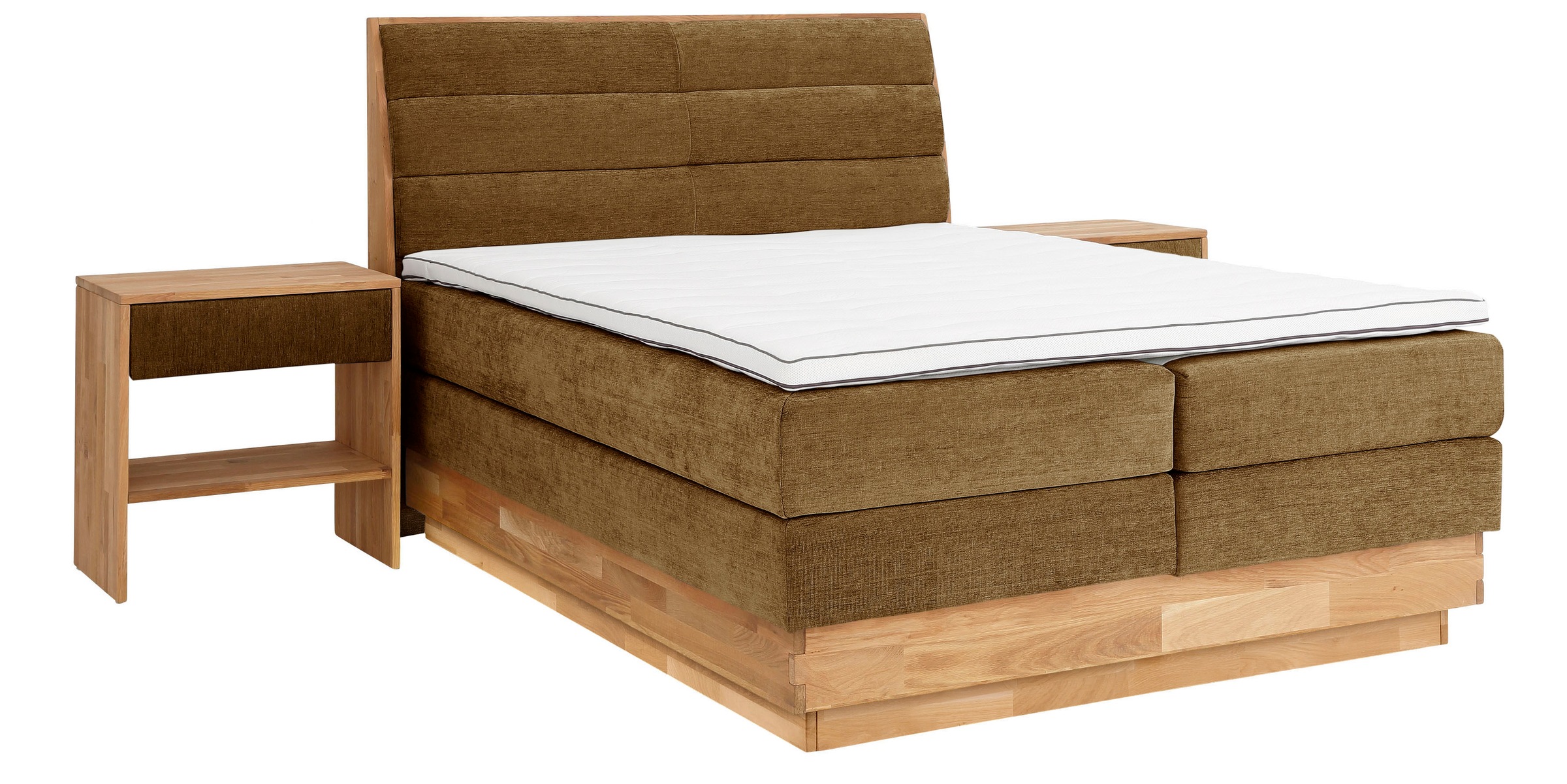OTTO products Boxspringbett »Jenna«, ohne LED-Beleuchtung, mit zertifizierten, recycelten Bezugsstoffen