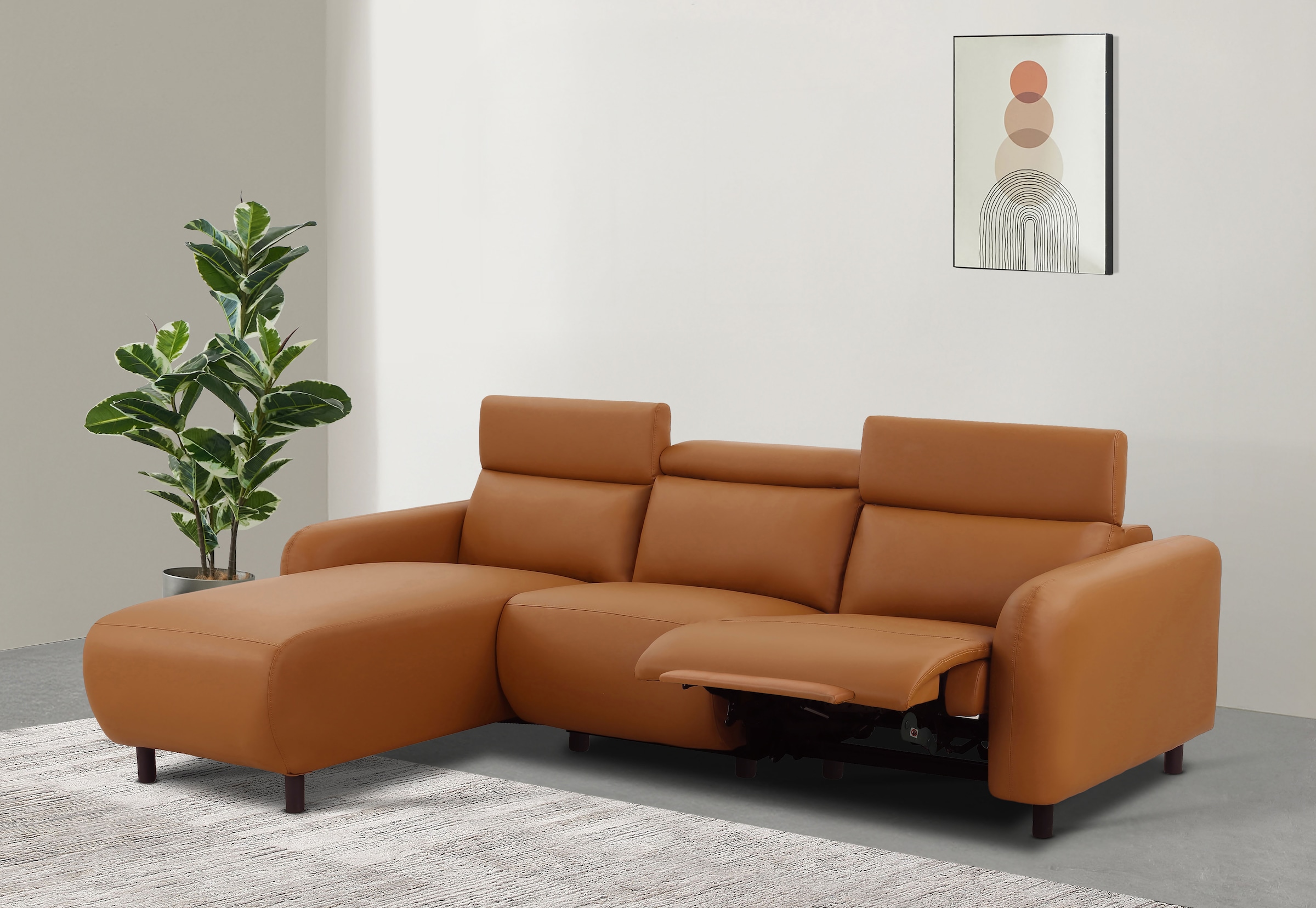 Home affaire Ecksofa "SKAANE Lederoptik, L-Form, 274 cm, manuelle u. elektr günstig online kaufen