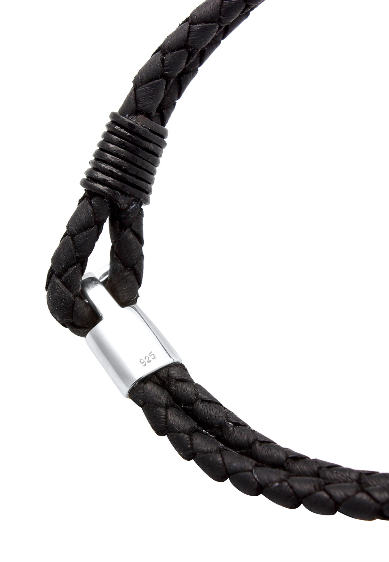 Kuzzoi Armband »Haken Echtleder Basic Cool 925 Sterling Silber«