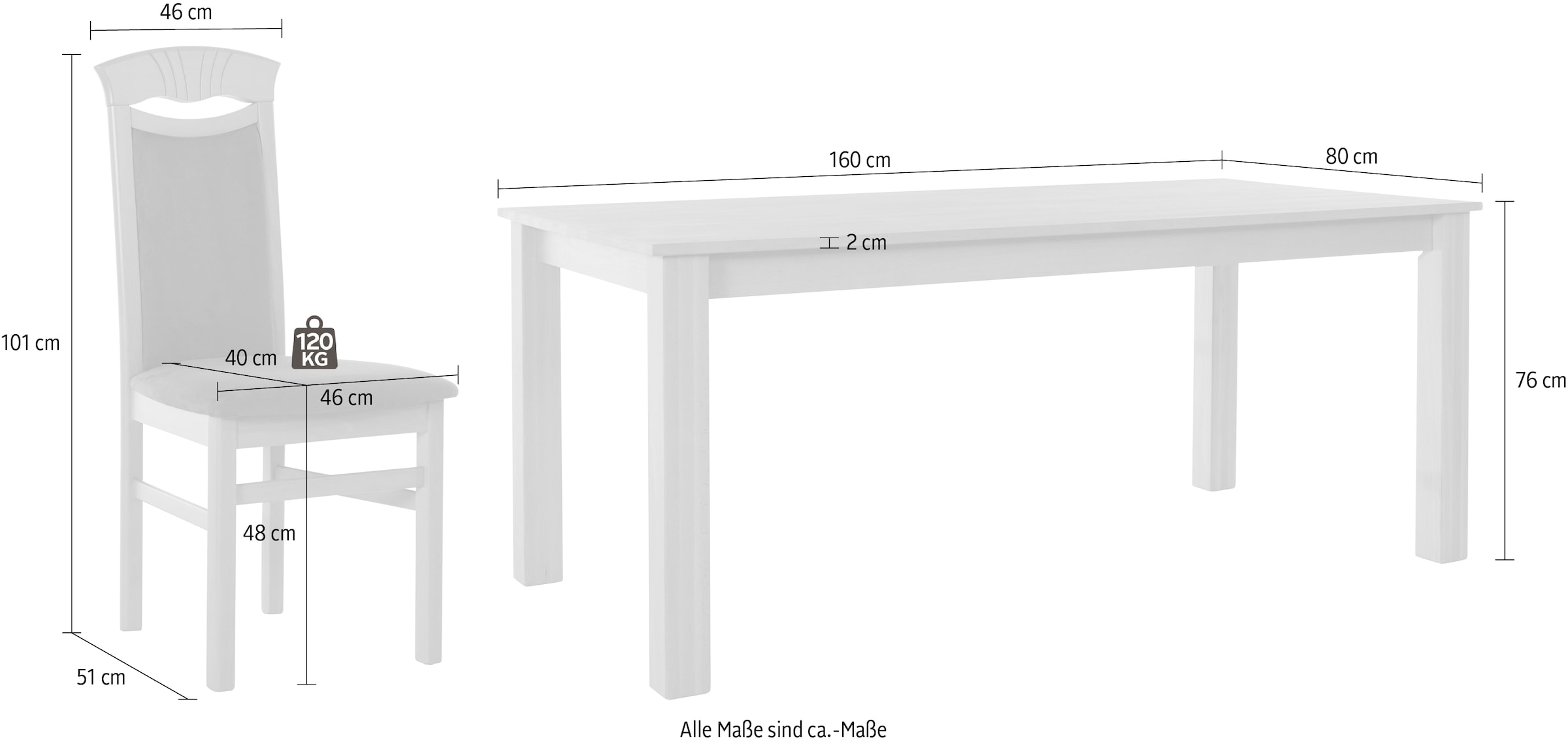 Home affaire Essgruppe »Luisa + Franz Set«, (Set, 5 tlg., 5tlg), Buche Massivholz