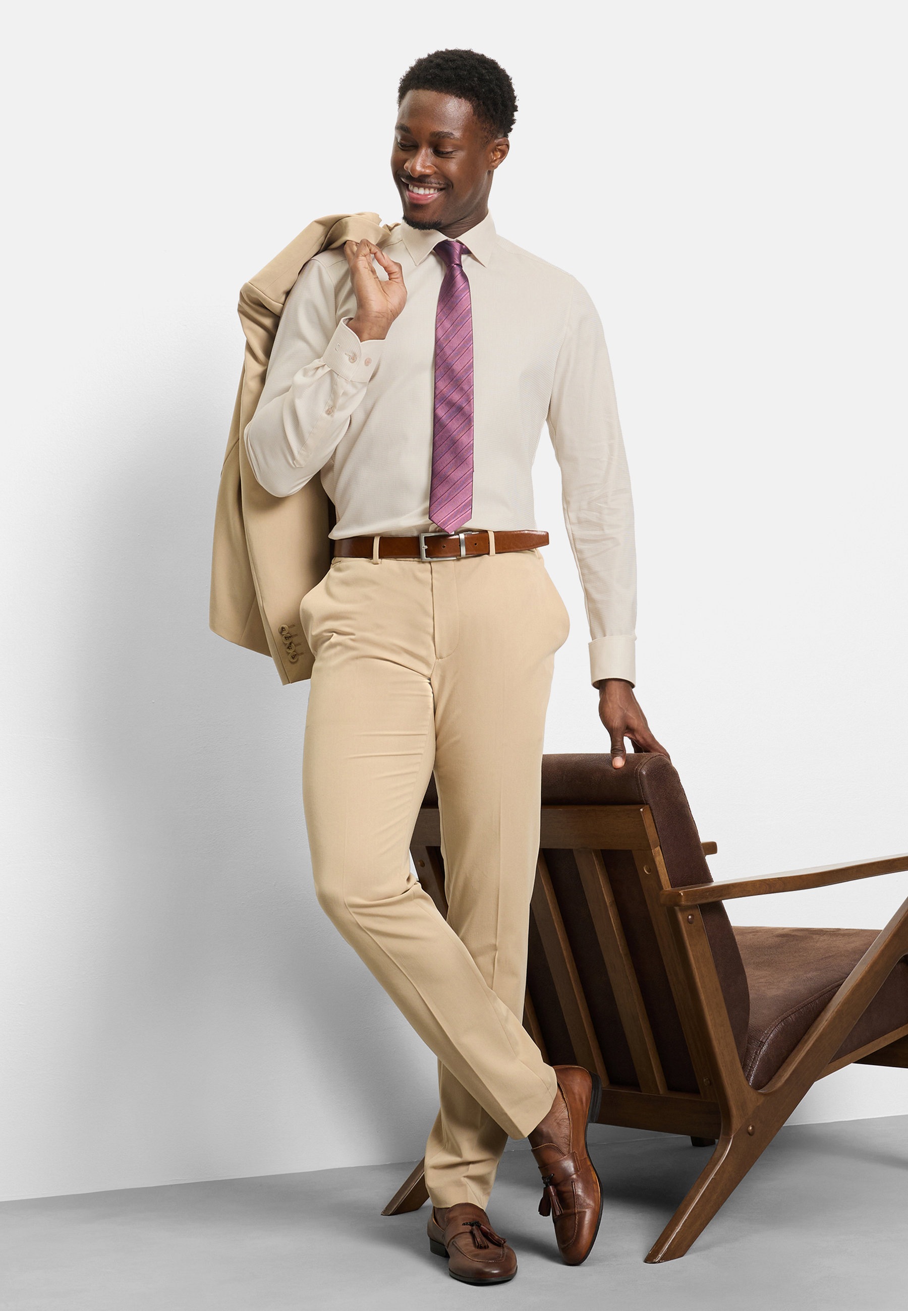 OLYMP Level Five Body Fit Men's Shirt Beige 45 2
