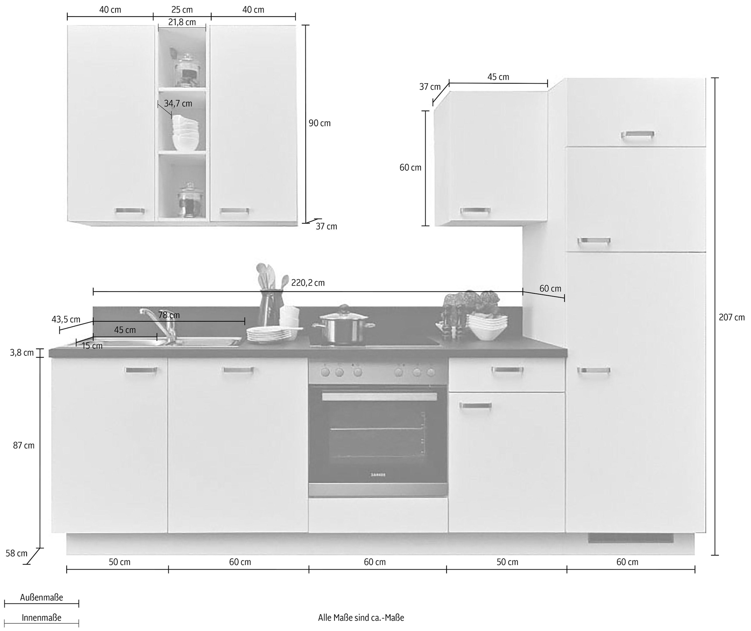 KOCHSTATION Küchenzeile »"KS-Bari"«, mit Soft-Close-Funktion und Vollauszug, vormontiert, Breite 280 cm