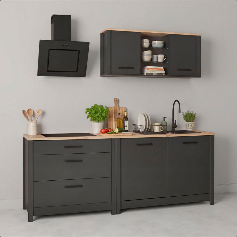 Inter Link Küchenzeile "Pienza, Einbauküche, Küchenblock, Küchenmodul, Kompaktküche" Ohne E-Geräte, für Spüle/Spülmaschine, Kochfeld, B: 230 cm
