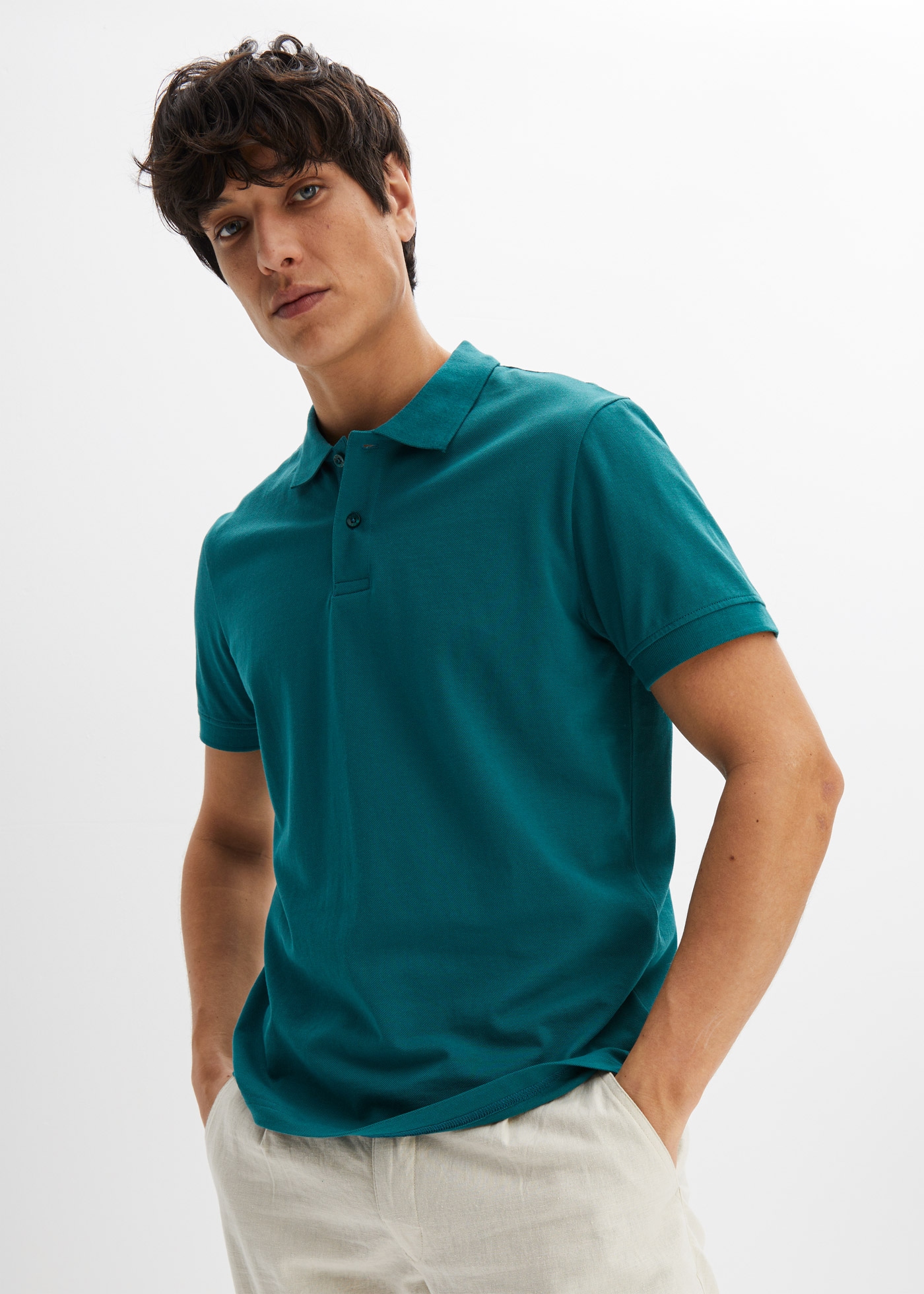 bonprix "Piqué-Poloshirt aus reiner Baumwolle" 1 Regular Fit, Kurzarm, aus hautfreundlicher Baumwolle