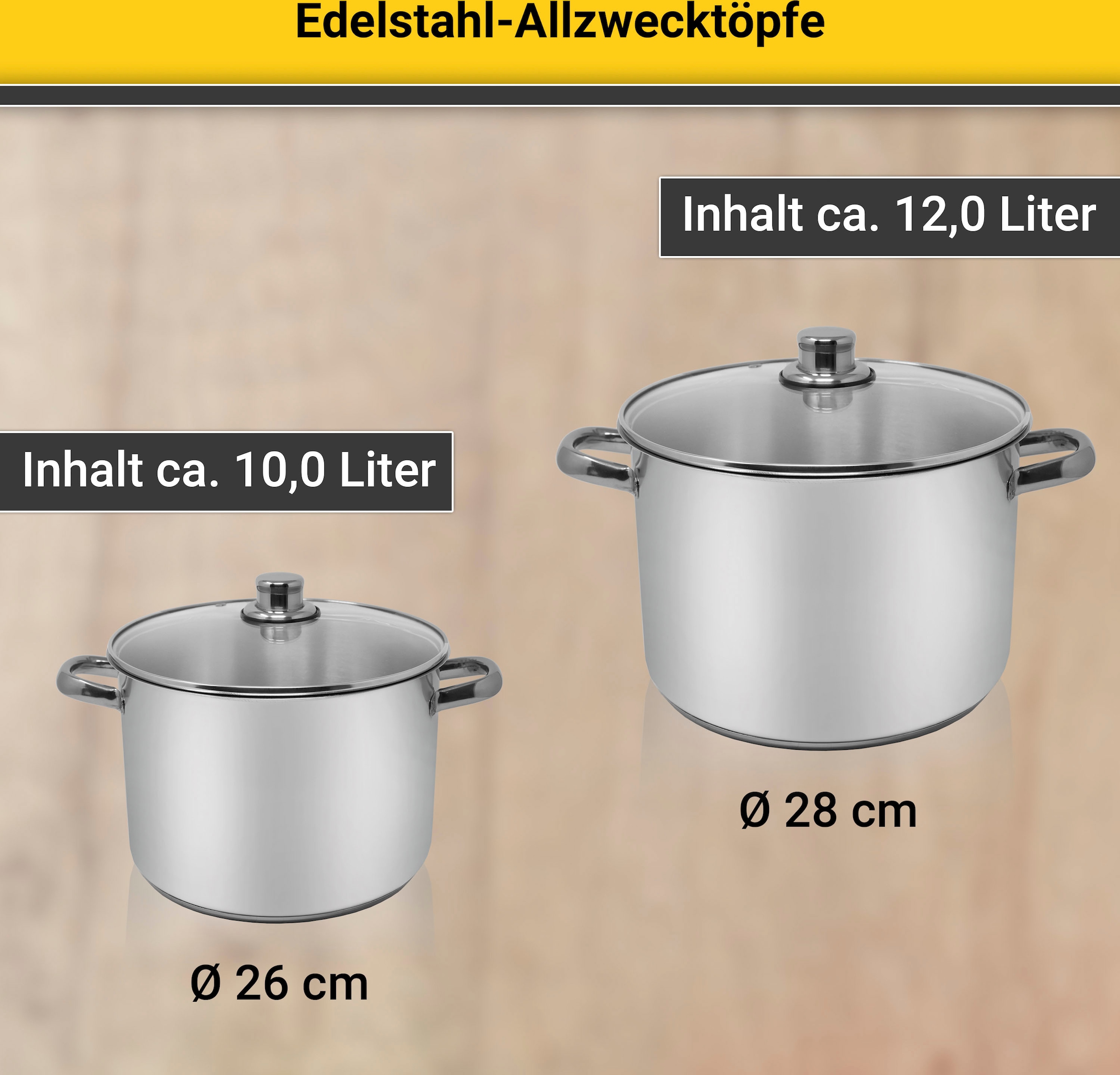 Krüger Kochtopf, Edelstahl, (1 tlg.), für Induktions-Kochfelder geeignet