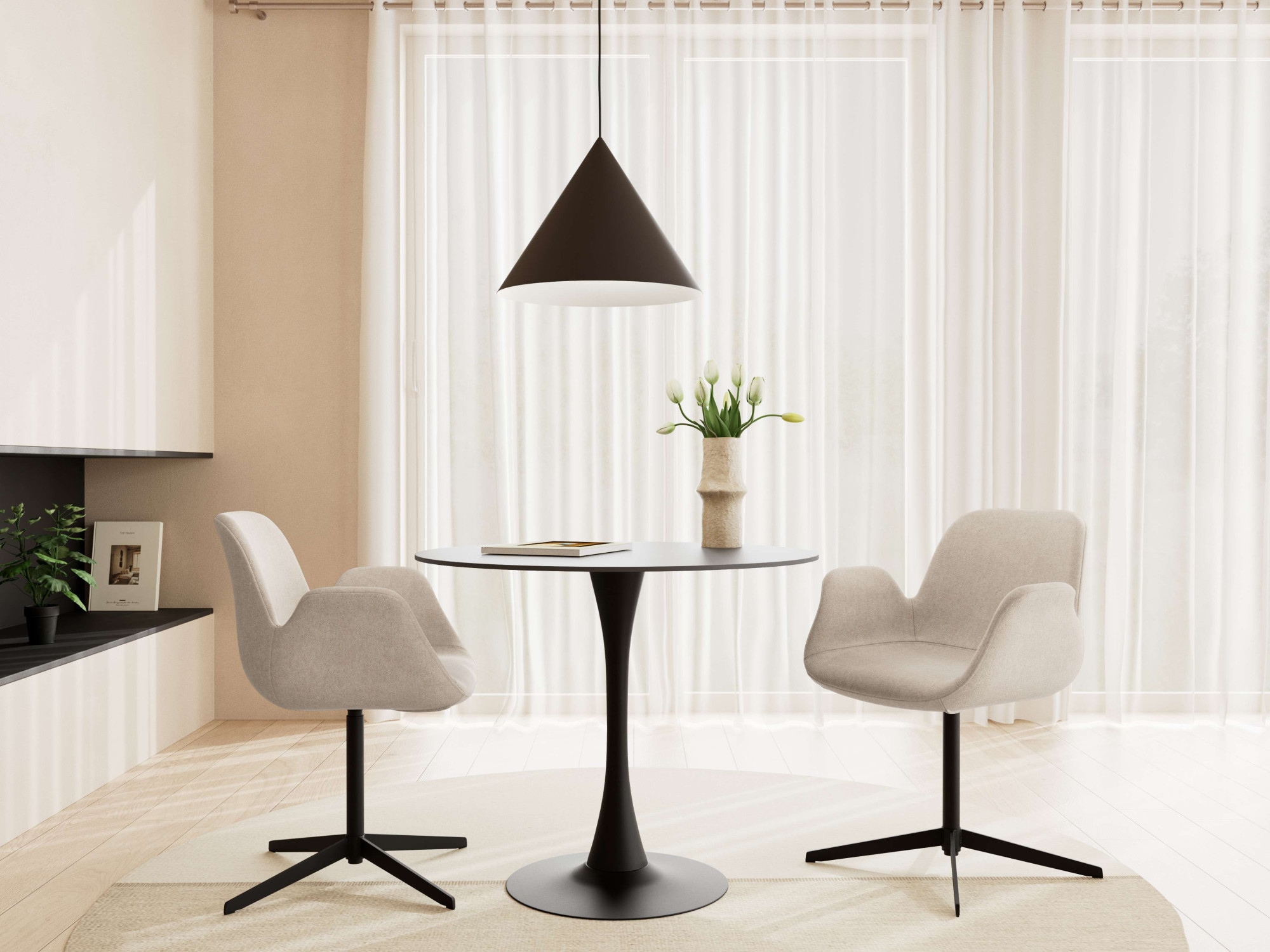 ACTONA GROUP Esszimmerstuhl »Beth, Stuhl, Polsterstuhl« () Stuhl, sand, schwarz, Drehfunktion