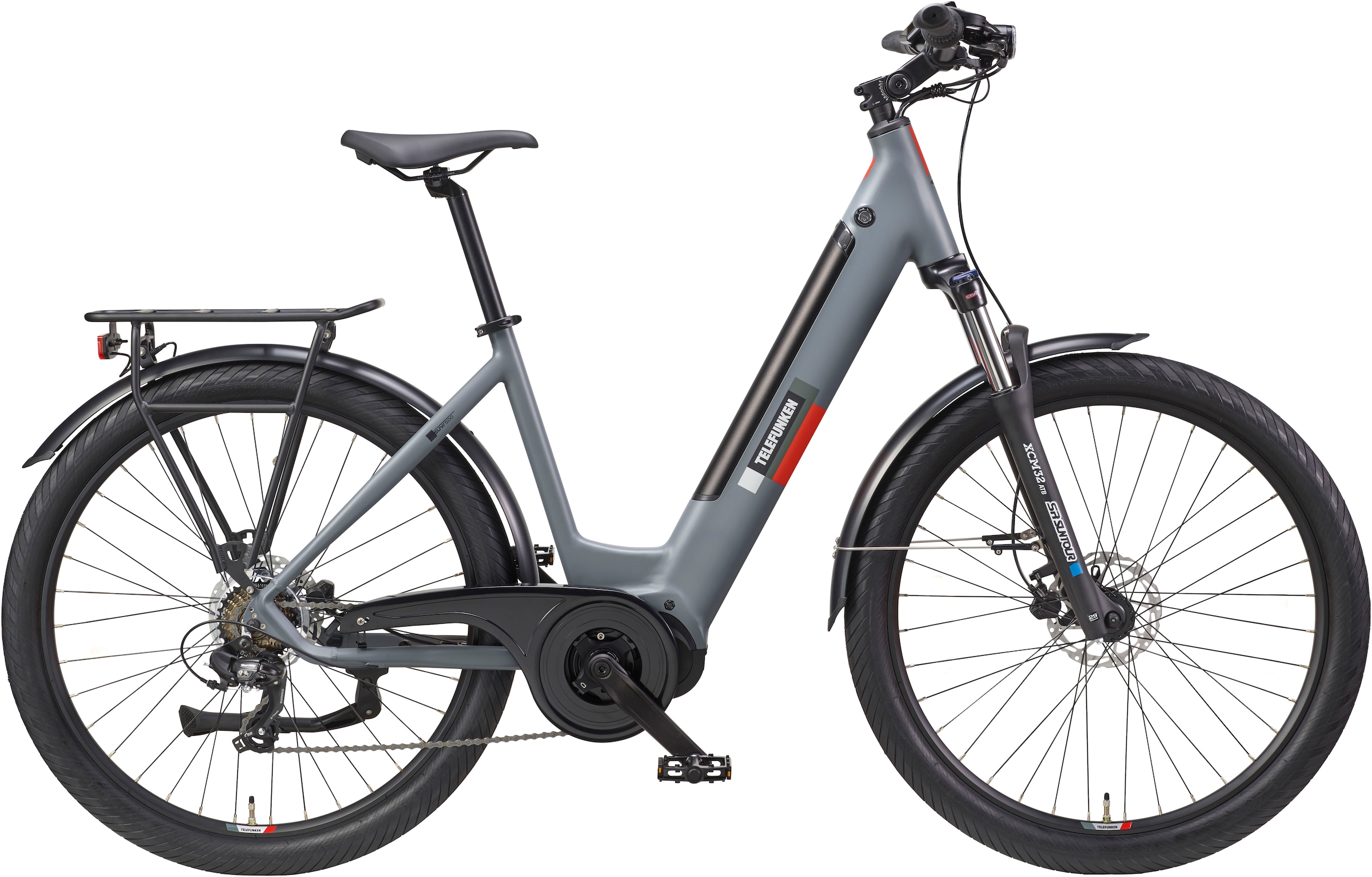 Telefunken E-Bike »SUV500«, 7 Gang, Shimano, Mittelmotor 250 W, (27,5 Zoll, Straßenzulassung, Scheibenbremsen), Pedelec, Elektrofahrrad für Damen u. Herren