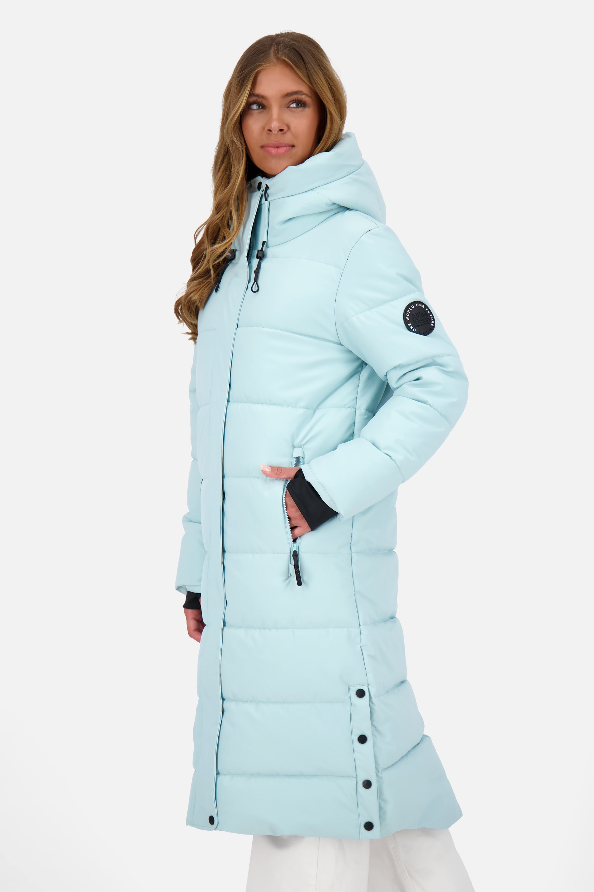 Alife & Kickin Steppjacke »Damen KatiaAK A«, mit Kapuze, Langer Wintermantel mit großer Kapuze und regulierbarer Beinfreiheit