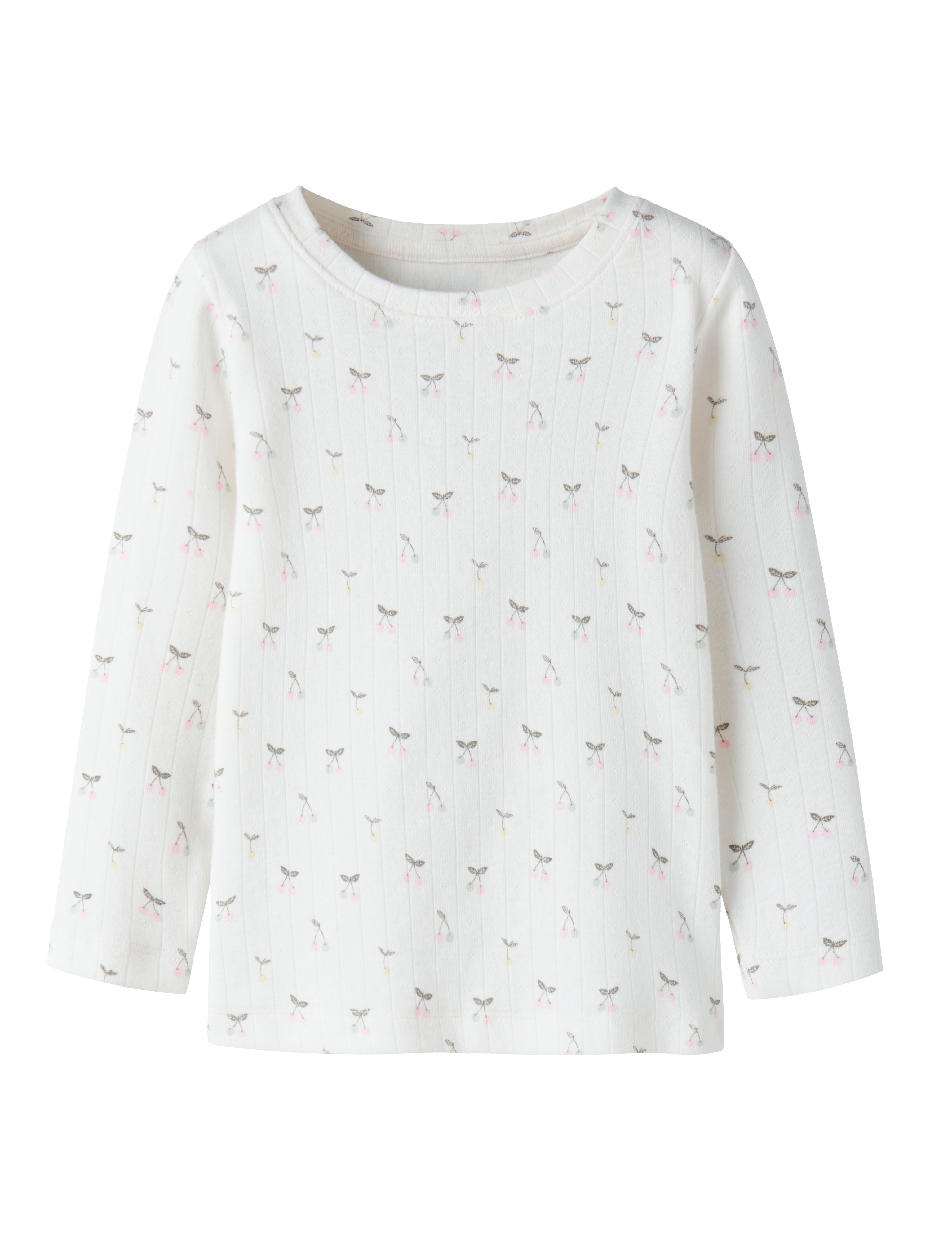 Langarmshirt NAME IT "NMFFICHERRY LS SLIM TOP", Mädchen, Gr. 98, cloud dancer, Jersey, Obermaterial: 95% Baumwolle, 5% Elasthan, figurbetont normal, Rundhals, Shirts Langarmshirt