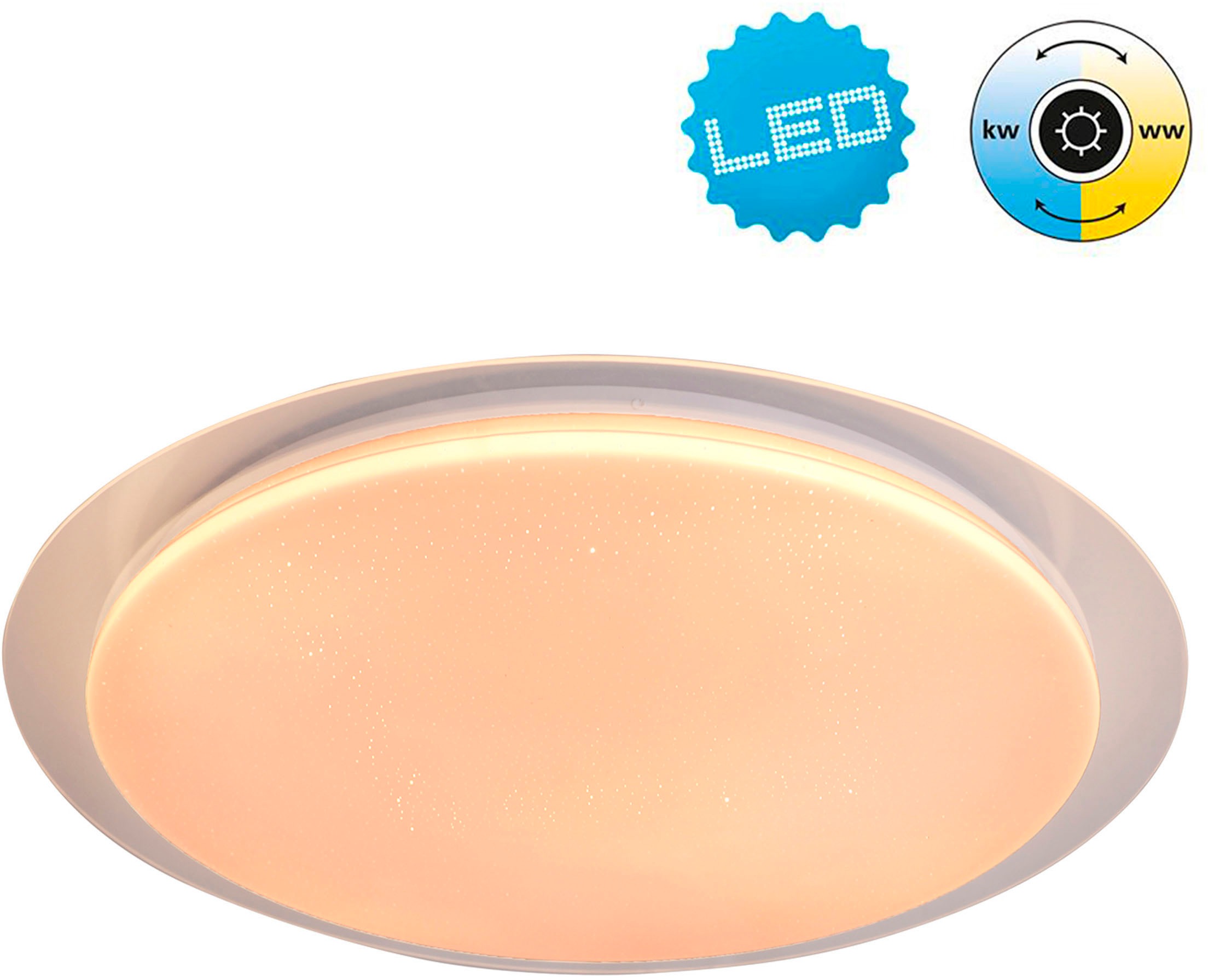 näve LED Deckenleuchte »Locarno«, 1 flammig, Leuchtmittel LED-Modul | LED fest integriert, Kristalleffekt, warmweiß-kaltweiß wechselbar per Wandschalter, D:46cm