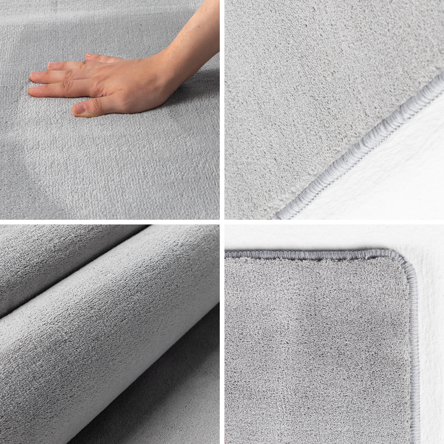 Teppich AYYILDIZ TEPPICHE "SKY 5400", silber (silberfarben), B:140cm H:7mm L:200cm, Polyester, Teppiche, Teppich, Läufer, Besonders weich, Softfllor, waschbar 3