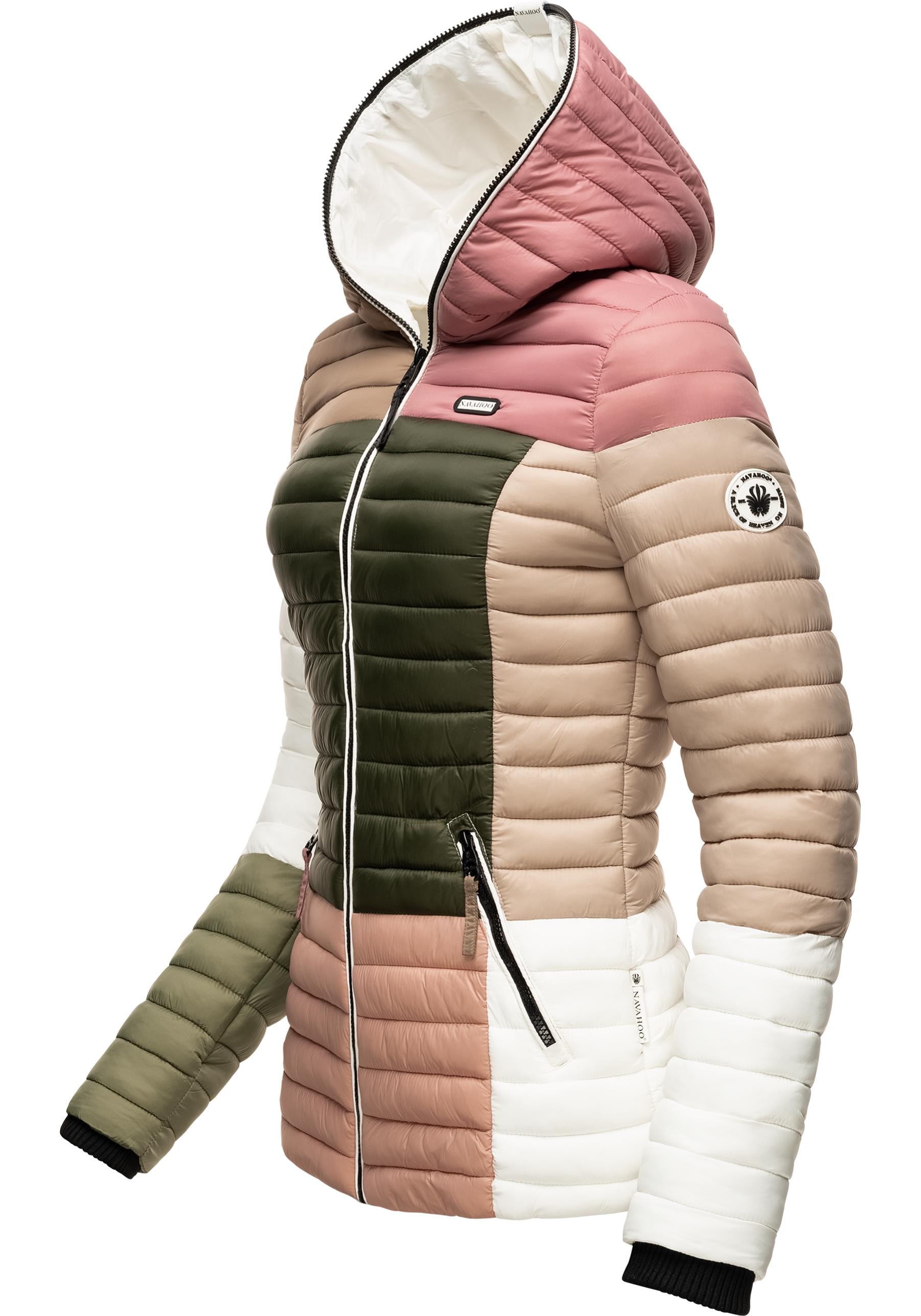 Navahoo Steppjacke »Multikulti«, mit Kapuze, stylische Colorblocking Übergangsjacke m. Kapuze