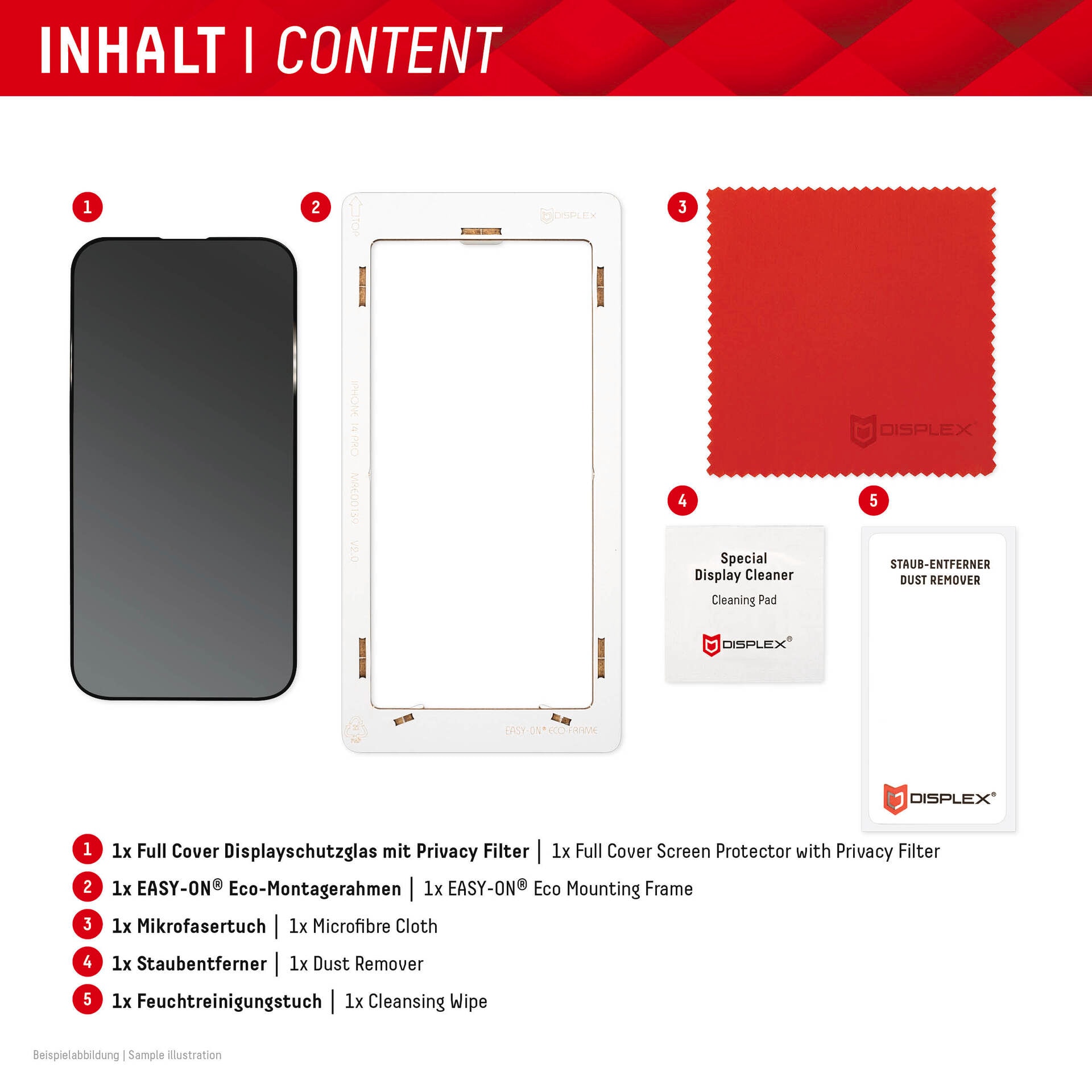 Displex Displayschutzglas »Privacy Glass«, für Apple iPhone 15 Plus-Apple iPhone 15 Pro Max, Blickschutz Displayschutzfolie Displayschutz kratzer-resistent 10H