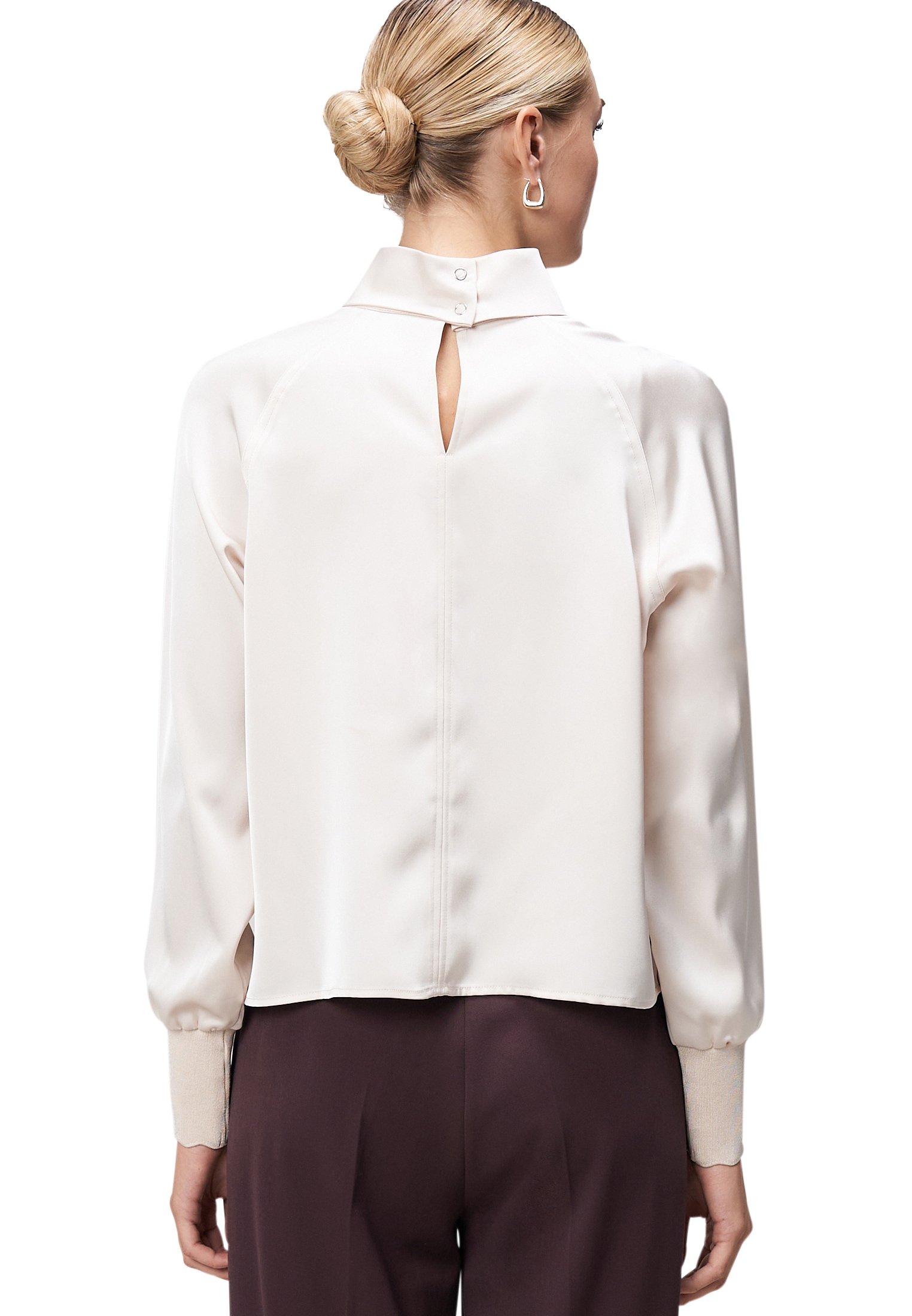 Zero Satinbluse »zero Damen Satinbluse mit Stehkragen«