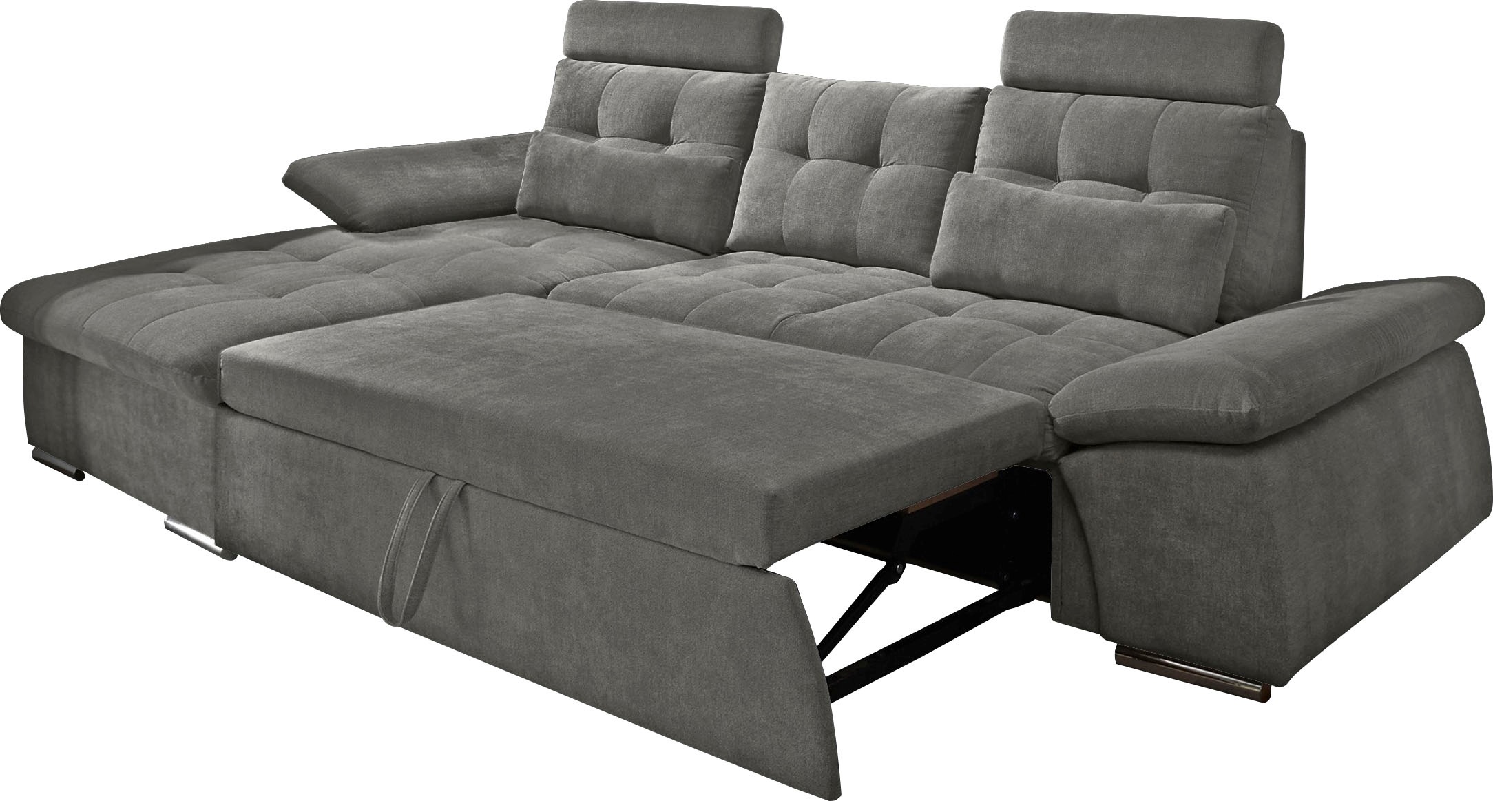 ED EXCITING DESIGN Ecksofa »Nalo L-Form«, mit Bettfunktion, Kopfstützen, Nierenkissen, Armteilverstellung