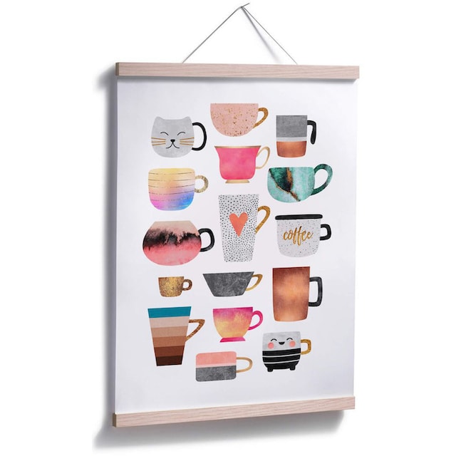 Wall-Art Poster »Kaffeetassen Bunt«, Geschirr & Besteck, (1 St.) kaufen |  BAUR