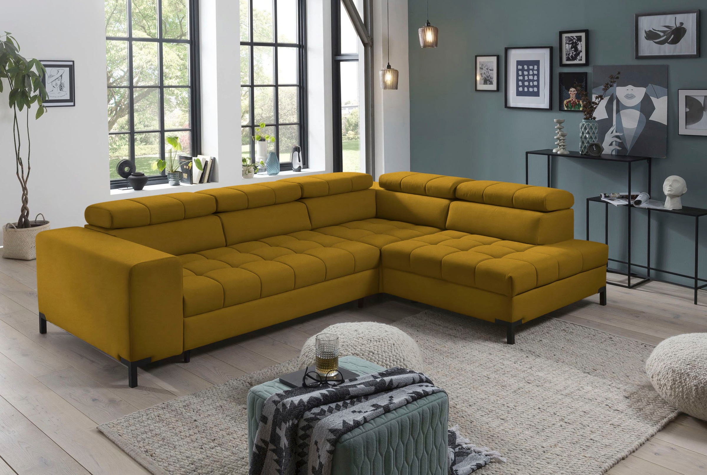 exxpo - sofa fashion Ecksofa »Bocco, hochwertige Verarbeitung, toller Sitzkomfort, bequem, L-Form«, wahlweise mit Bettfunktion u. Bettkasten, inkl. Kopfteilverstellung