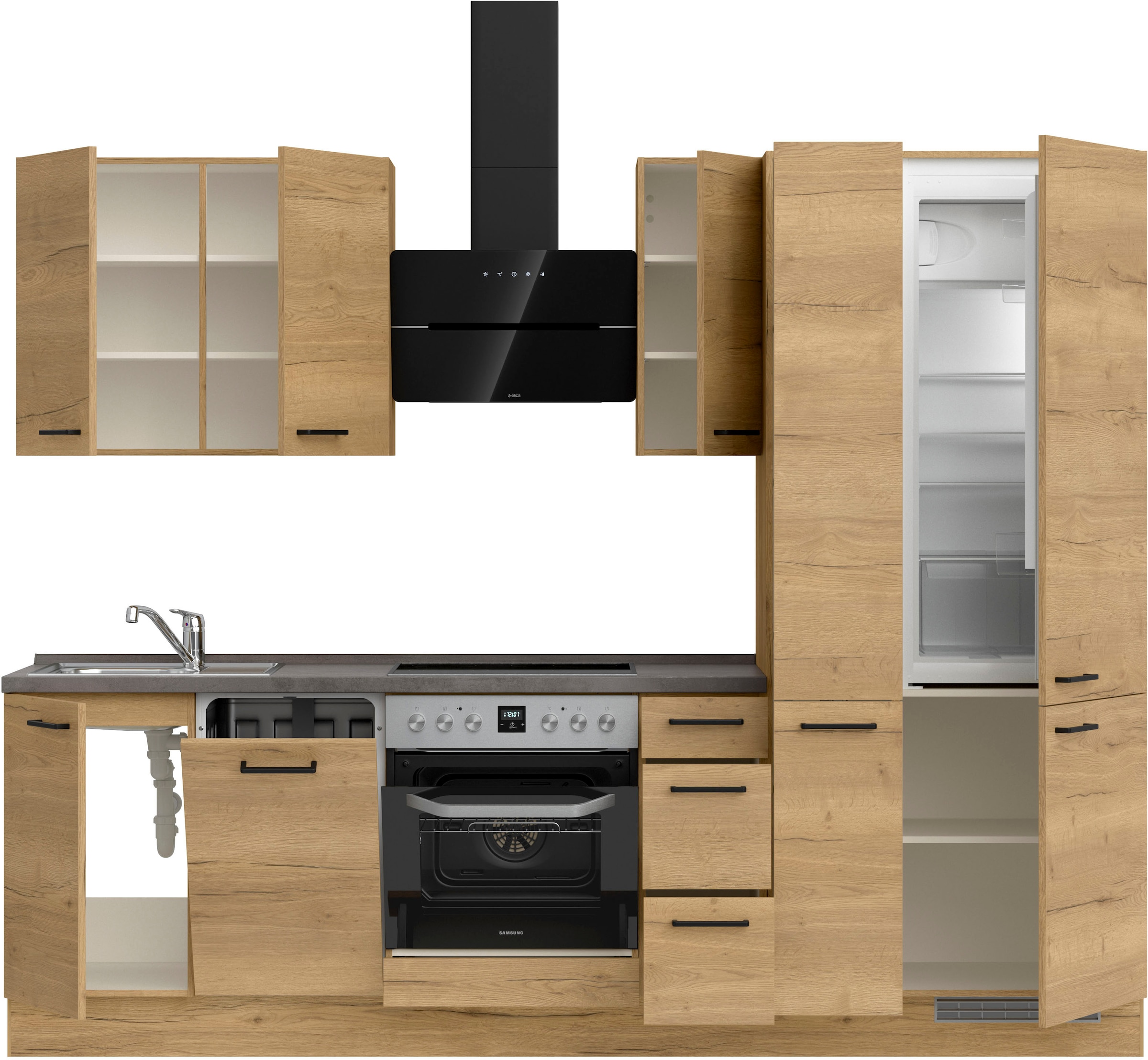 nobilia® Küchenzeile »"Structura II"«, vormontiert, Ausrichtung wählbar, Breite 270 cm, wahlw. mit E-Geräten