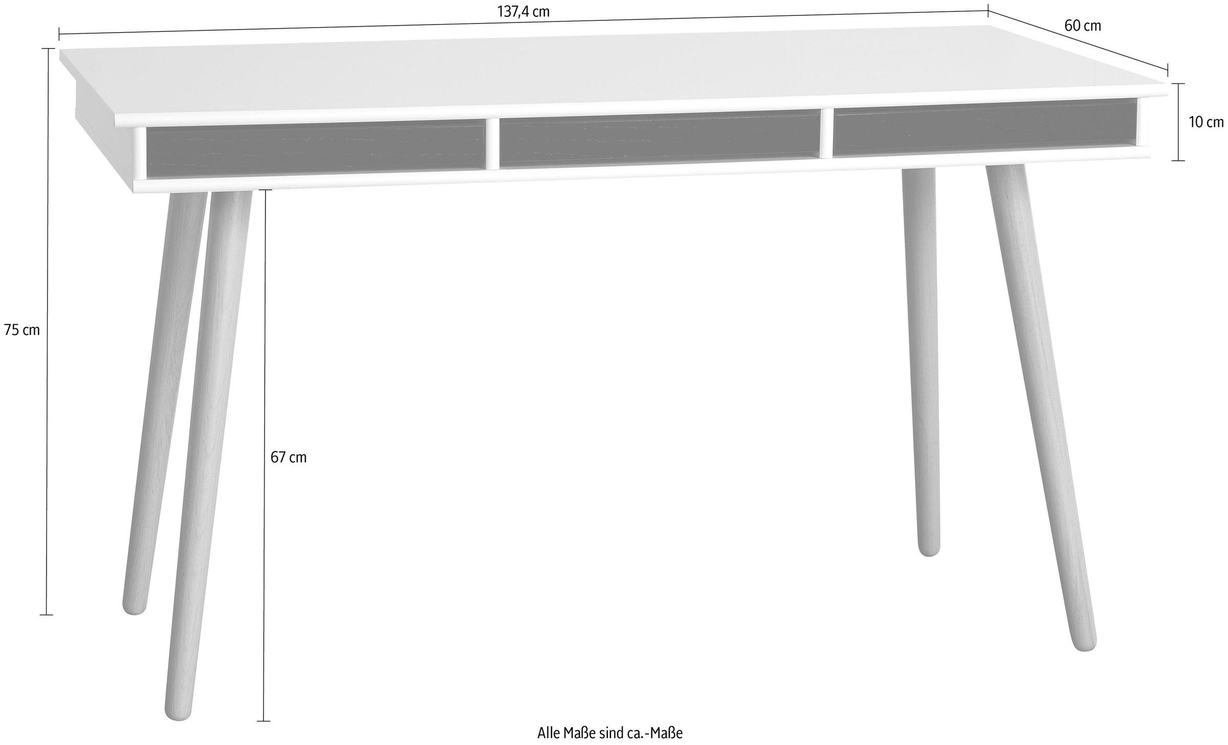 Hammel Furniture Schreibtisch »Mistral Bürotisch, Arbeitstisch, Tisch, Computertisch«, Holzbeinen, B: 137,4 cm, Designmöbel