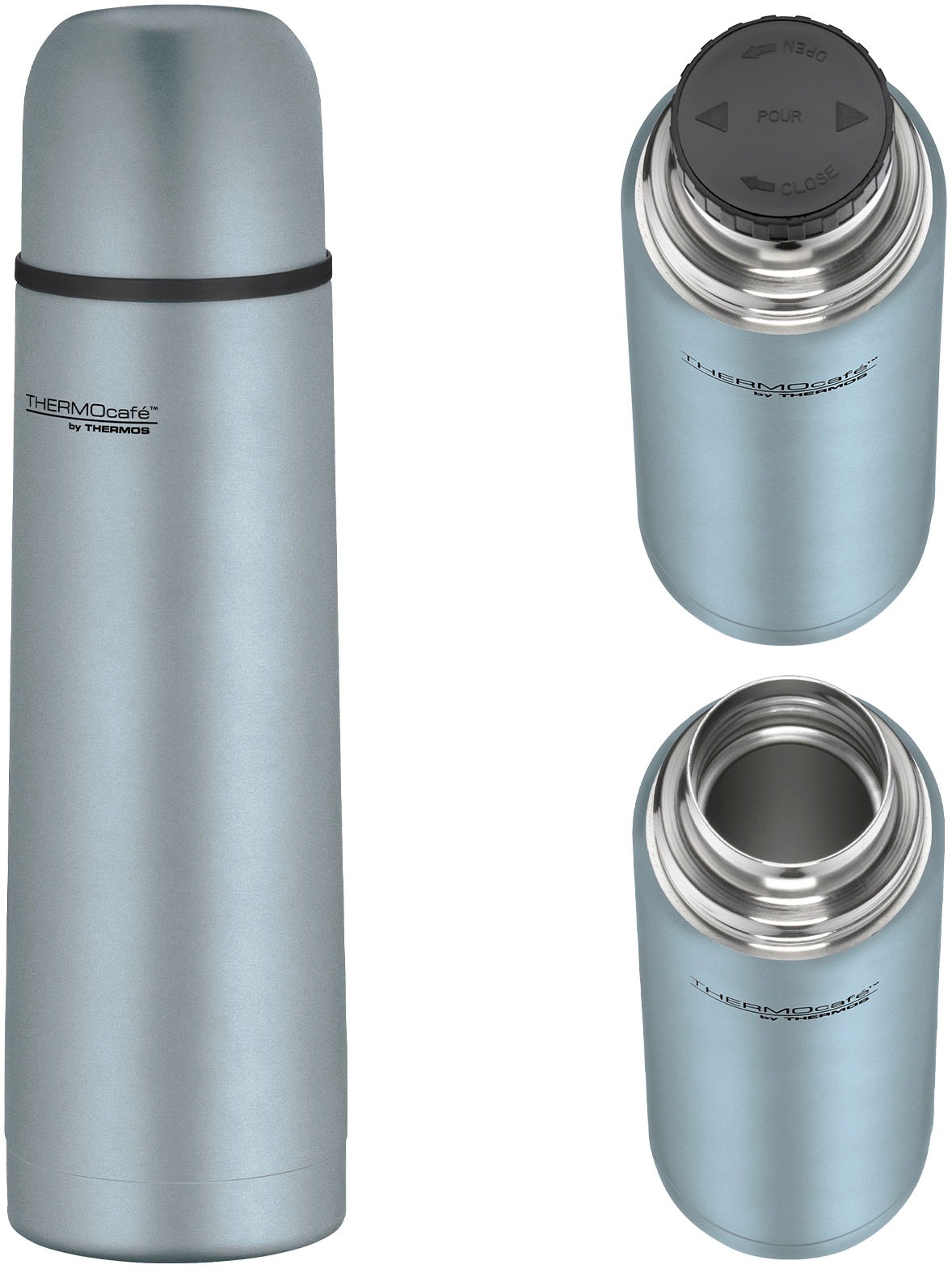 THERMOcafé Isolierflasche »TC EVERYDAY, Edelstahlkörper, spülmaschinenfest«, (1 tlg.), mit Twist & Pour Lid und Trinkbecher (nicht isoliert)
