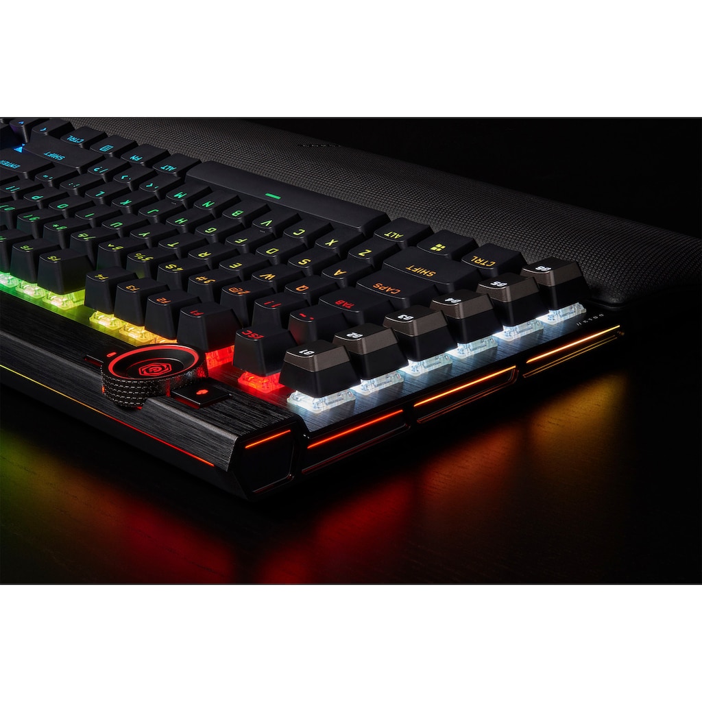 Corsair Gaming-Tastatur »K100 CHERRY MX SPEED«, (programmierbare G-Tasten-Lautstärkeregler-Ziffernblock-Handgelenkauflage)