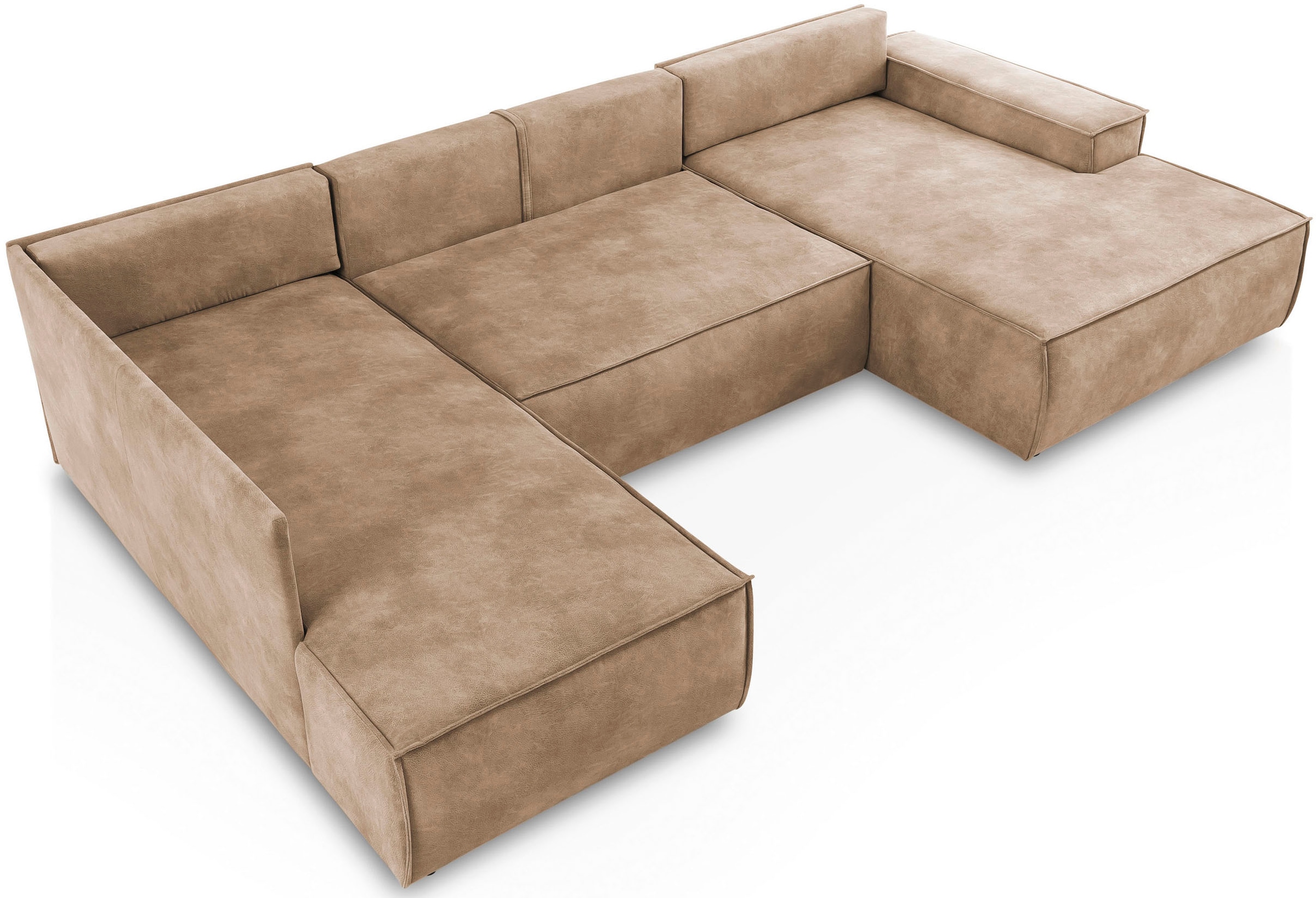 Home affaire Wohnlandschaft »SHERWOOD 329 cm, U-Form, Schlafsofa,«, Schlaffunktion m. Bettkasten (194x139 cm), Cord, Vintage, Samtvelours