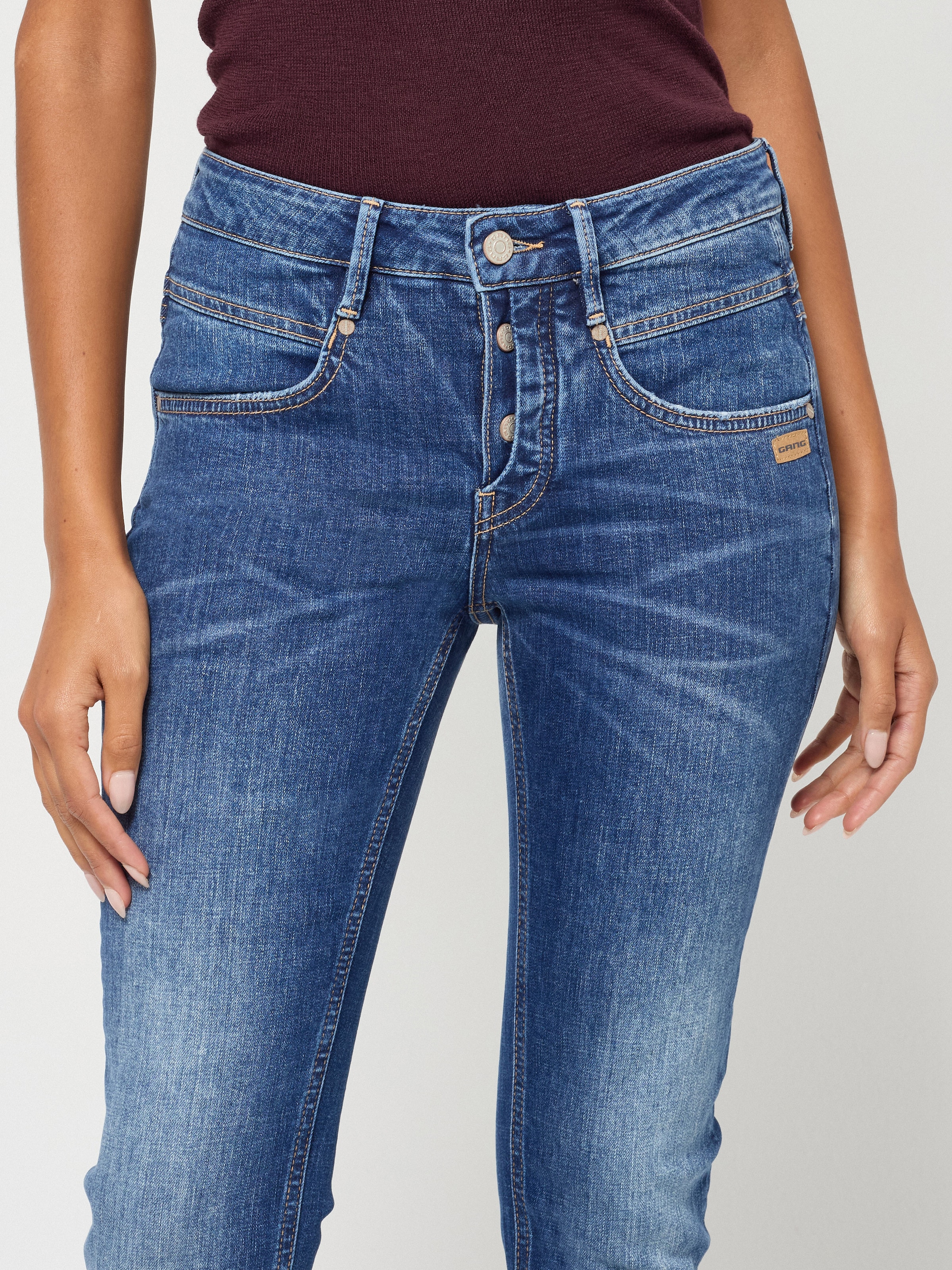 GANG Skinny-fit-Jeans »94MEDINA« mit stylischer halb offener Knopfleiste