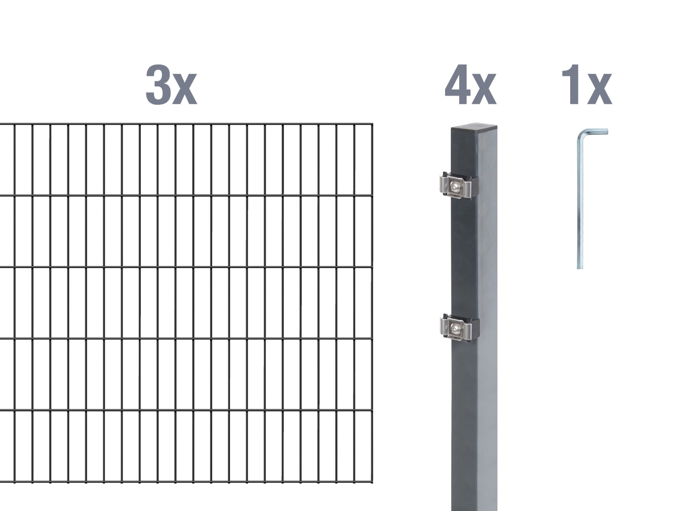 Alberts Doppelstabmattenzaun "Grundset" Höhe: 80-200 cm, Gesamtlänge: 4-30 m, zum Einbetonieren