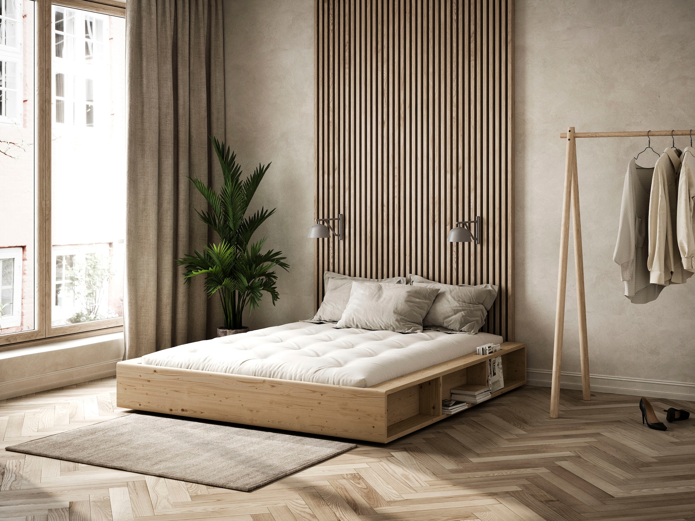 Karup Design "Ziggy Bed, Stauraumbett, FSC-zertifiziertes Massivholz made in Europe" Erhältlich für Matratzen Breite 90, 120, 140, 160 oder 180 cm, mit 3 Ablagen, inklusive Lattenrost, ohne Matratze, mehrere Farben