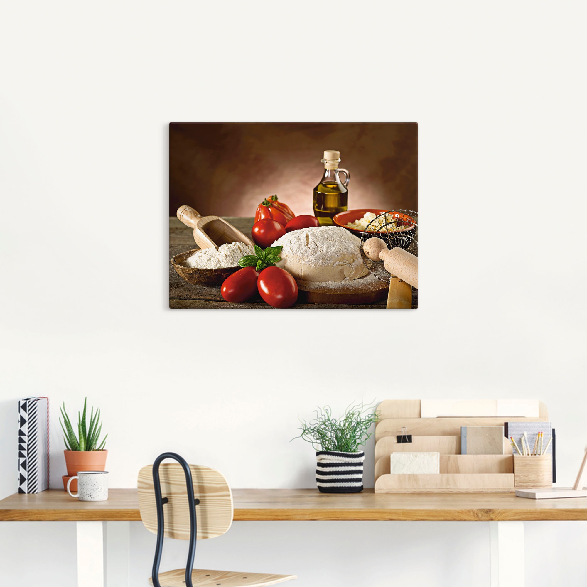 Artland Wandbild "Teig für Pizza" Lebensmittel 1 Stk. tlg. als Alubild, Lei günstig online kaufen