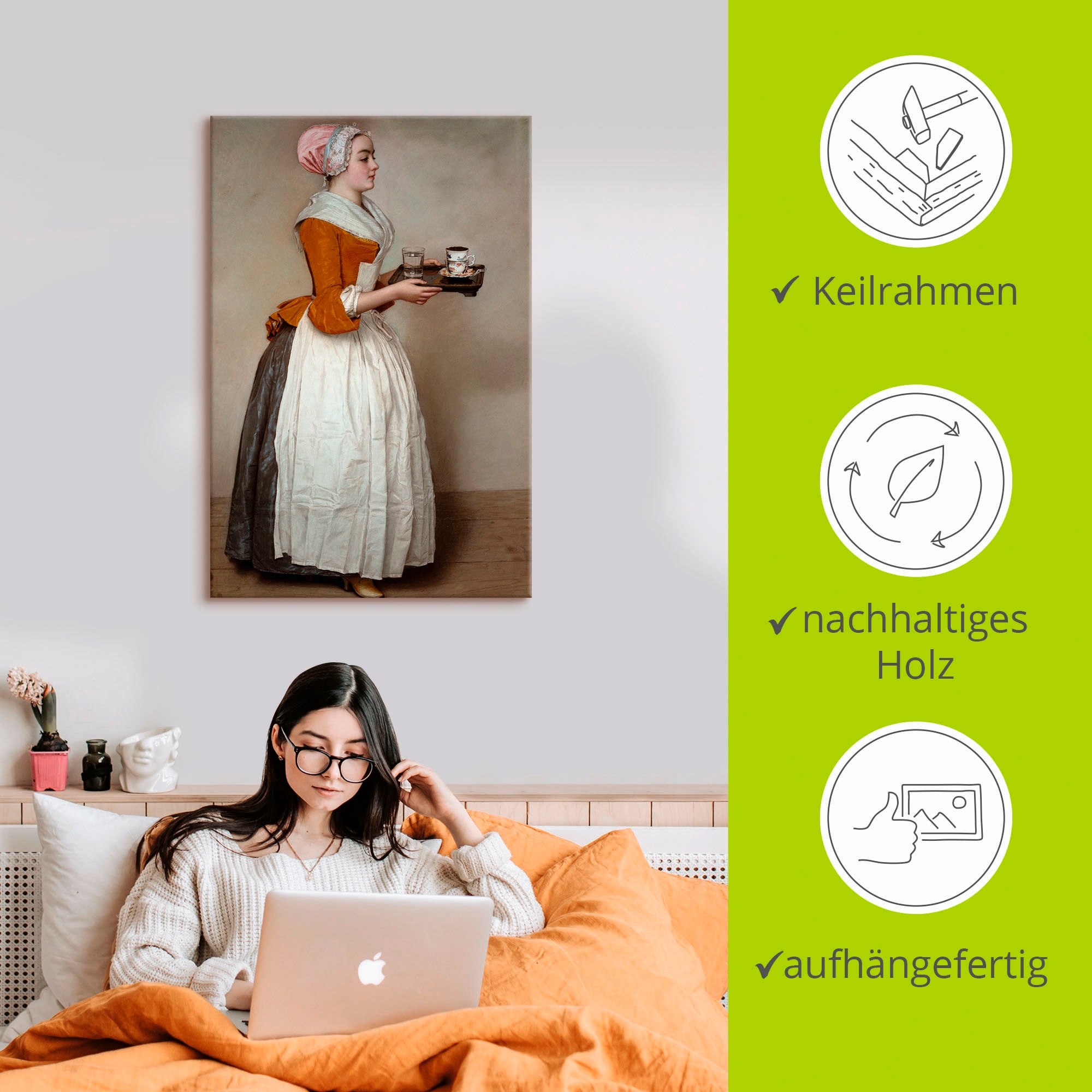 Artland Wandbild »Das Schokoladenmädchen. Um 1744/45«, Frau, (1 St.), als Alubild, Outdoorbild, Leinwandbild, Poster, Wandaufkleber