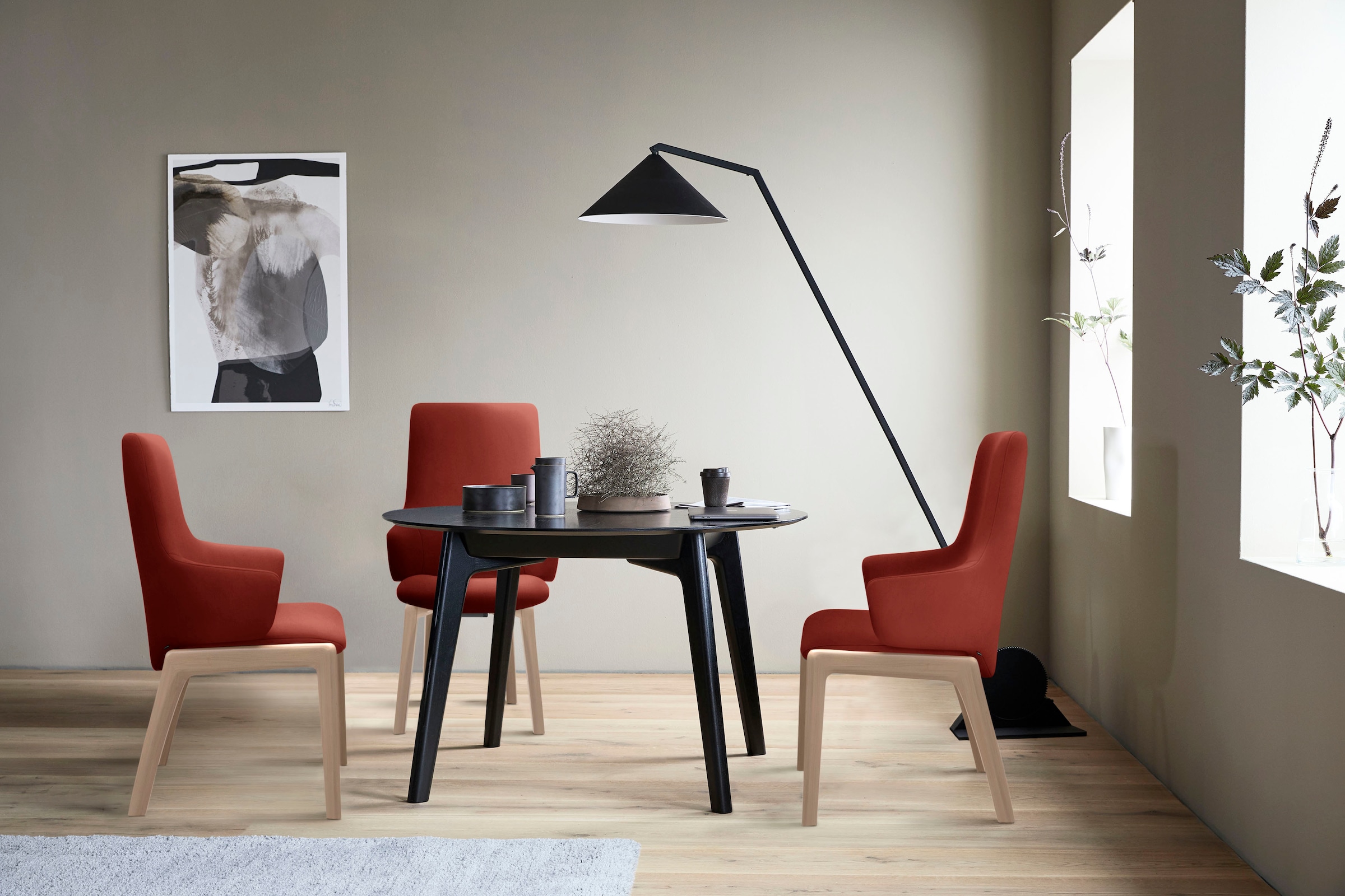 Stressless® Polsterstuhl »Laurel«, Microfaser DINAMICA, High Back mit Armlehne, Größe L, mit abgerundeten Beinen in Eiche