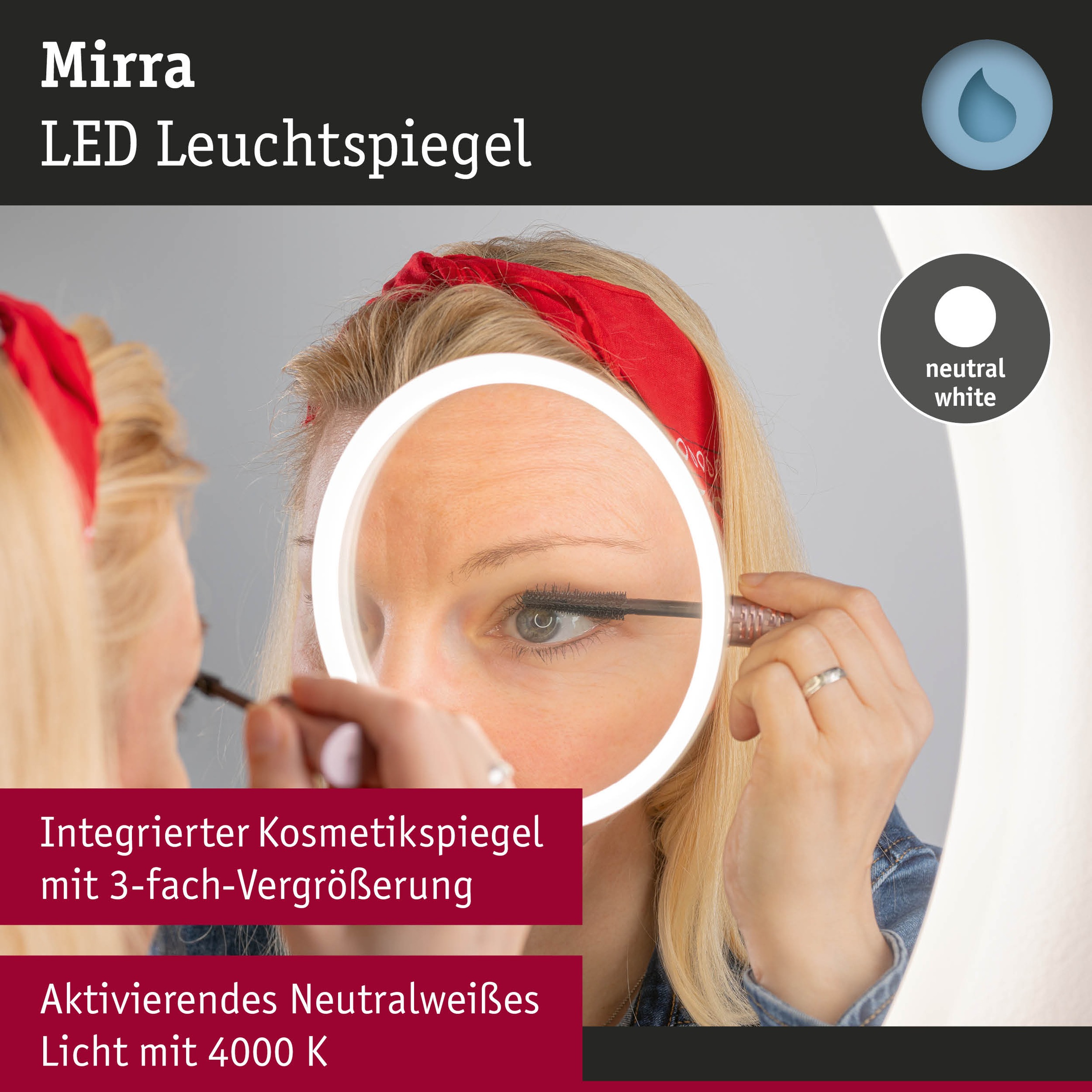 Paulmann LED Spiegelleuchte »LED Leuchtspiegel Mirra IP44 dimmbar Spiegel«, 1 flammig, Memoryfunktion, Dimmer